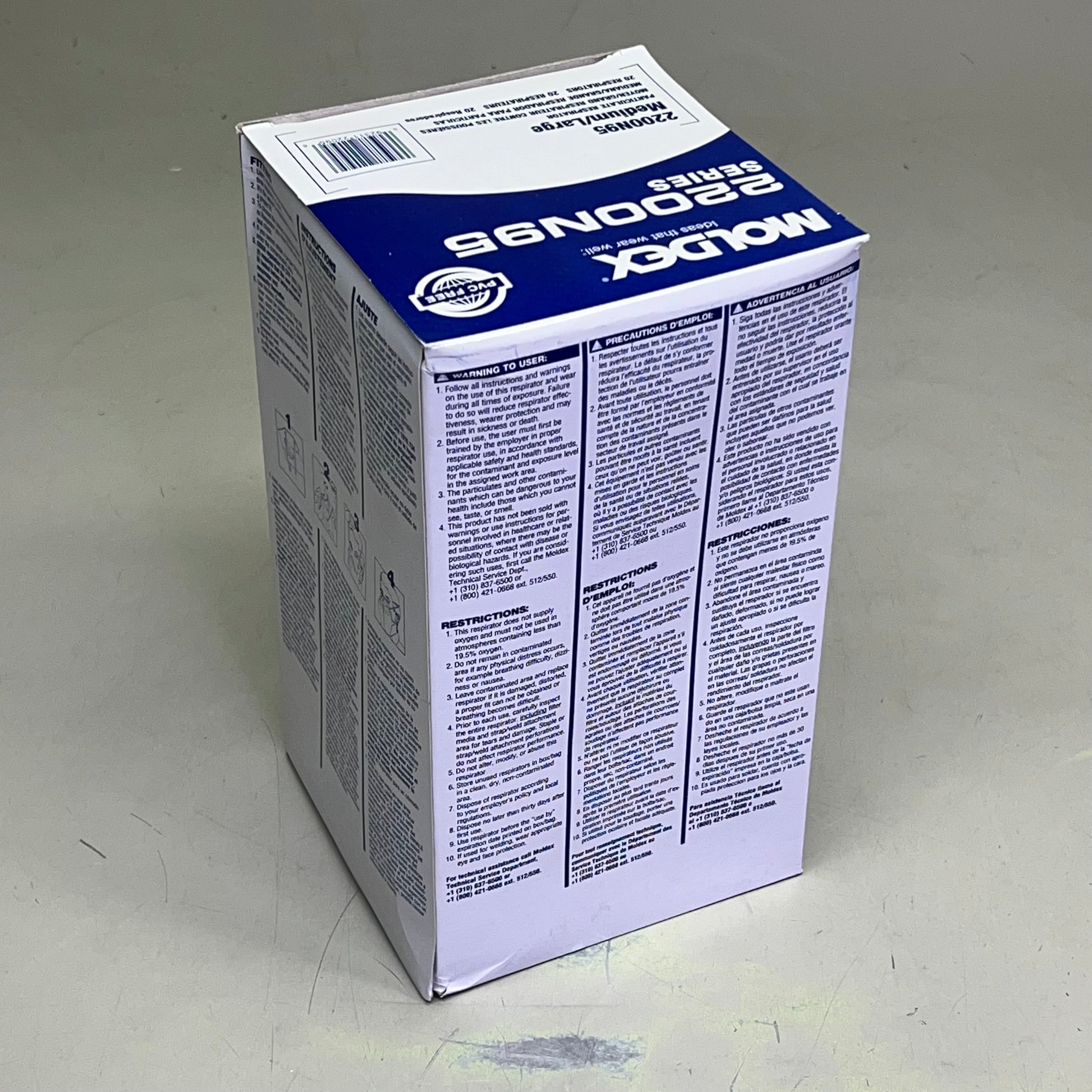 MOLDEX (20 PACK) Dura-Mesh Shell Face Respirators BB 05/30 White 2200N95