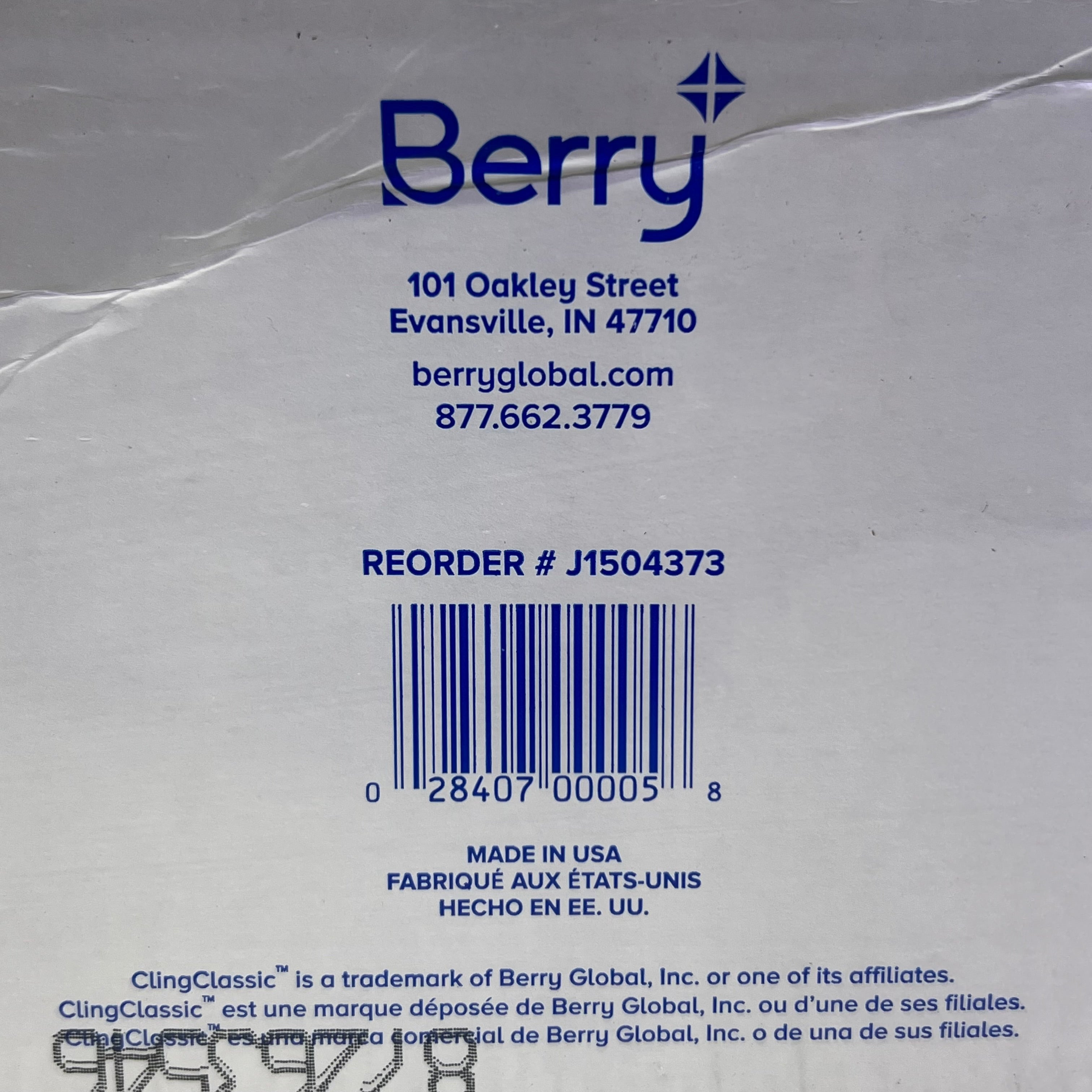 BERRY CLINGCLASSIC Food Wrap Sz 24" x 2000', Clear J1504373