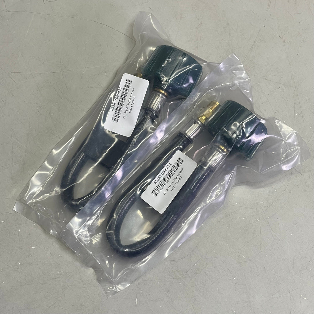 FLAME KING (2 PACK) Propane Tank Pigtail w/ Backcheck 12" Black W/ Green E12INPT