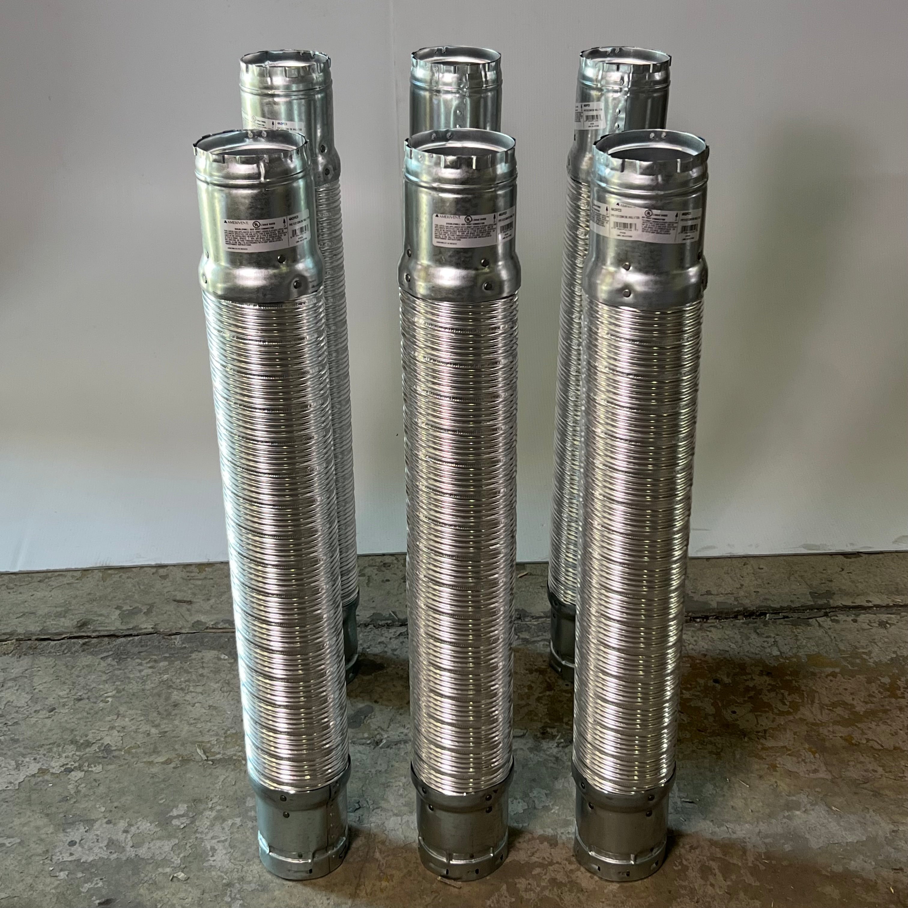 AMERIVENT (6 Pcs) Double Wall Flexible Pipe Vent Connector Sz 4” x 36”, 4ADFC3