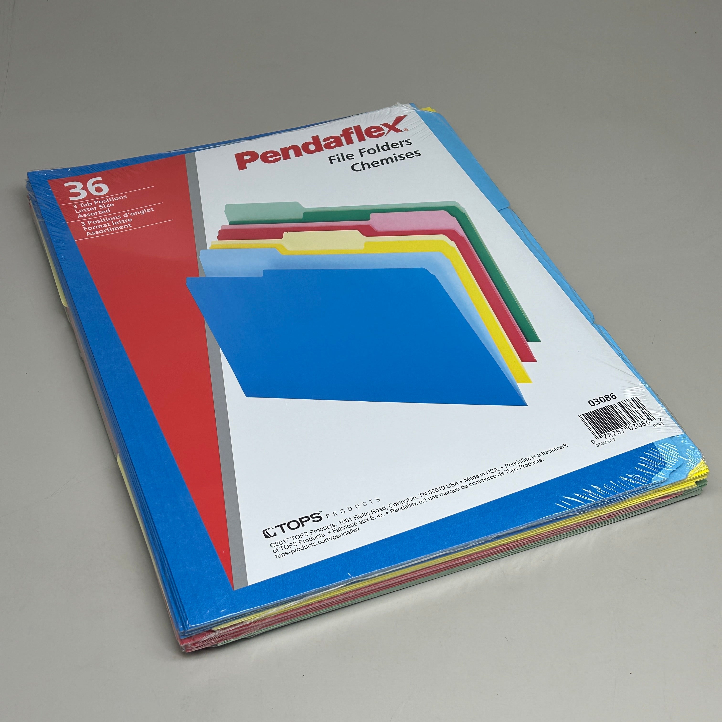 PENDAFLEX 10-PK! File Folders Assorted Colors 3 Tab Positions Letter Size 36ct (New)