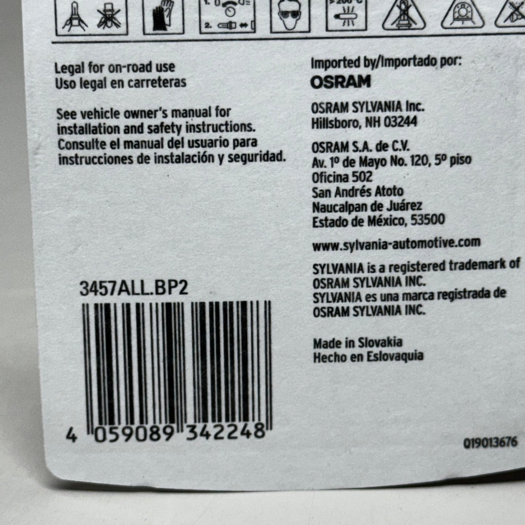 SYLVANIA (6 Bulb) Long Life Miniature 3457A, Orange 3457ALL.BP2