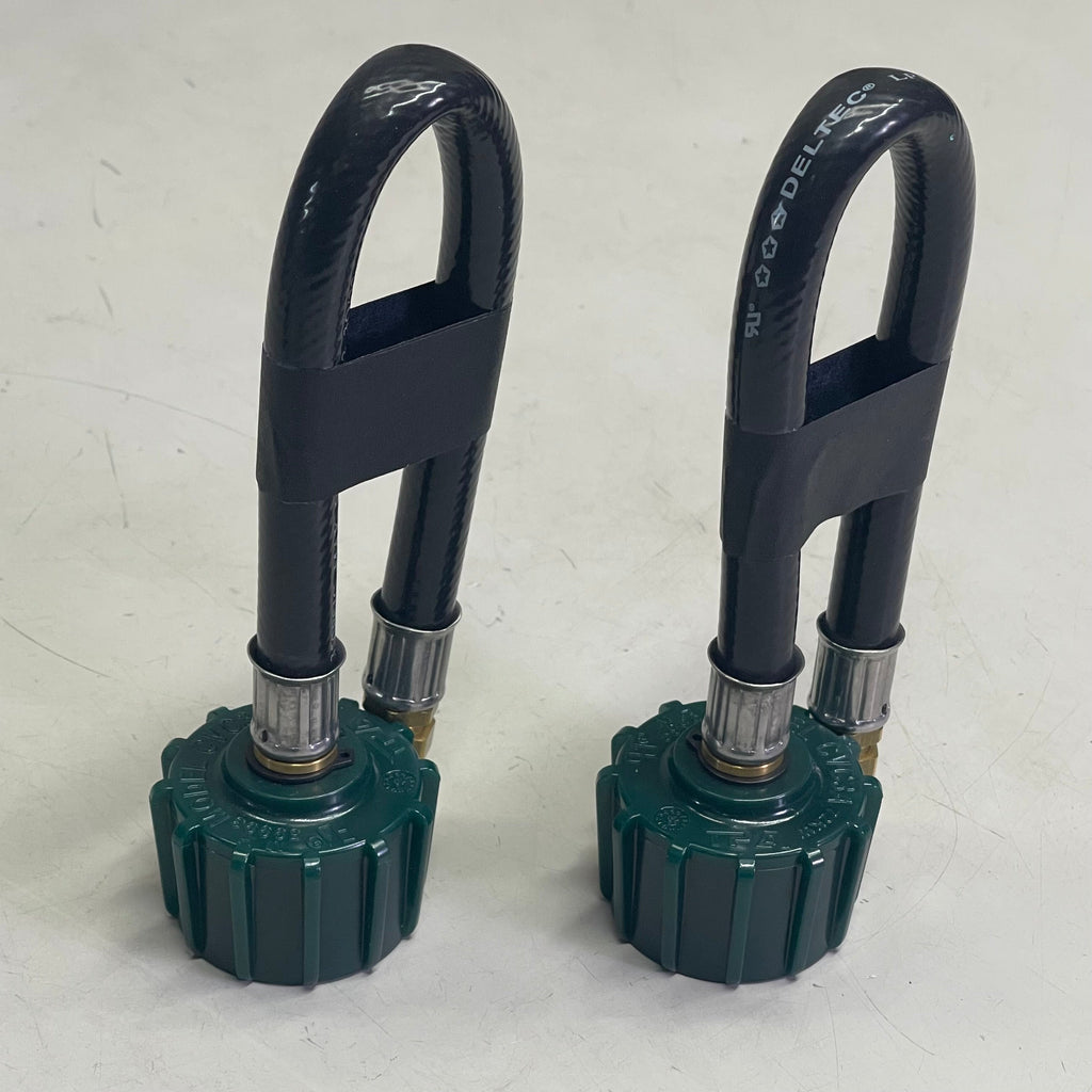 FLAME KING (2 PACK) Propane Tank Pigtail w/ Backcheck 12" Black W/ Green E12INPT