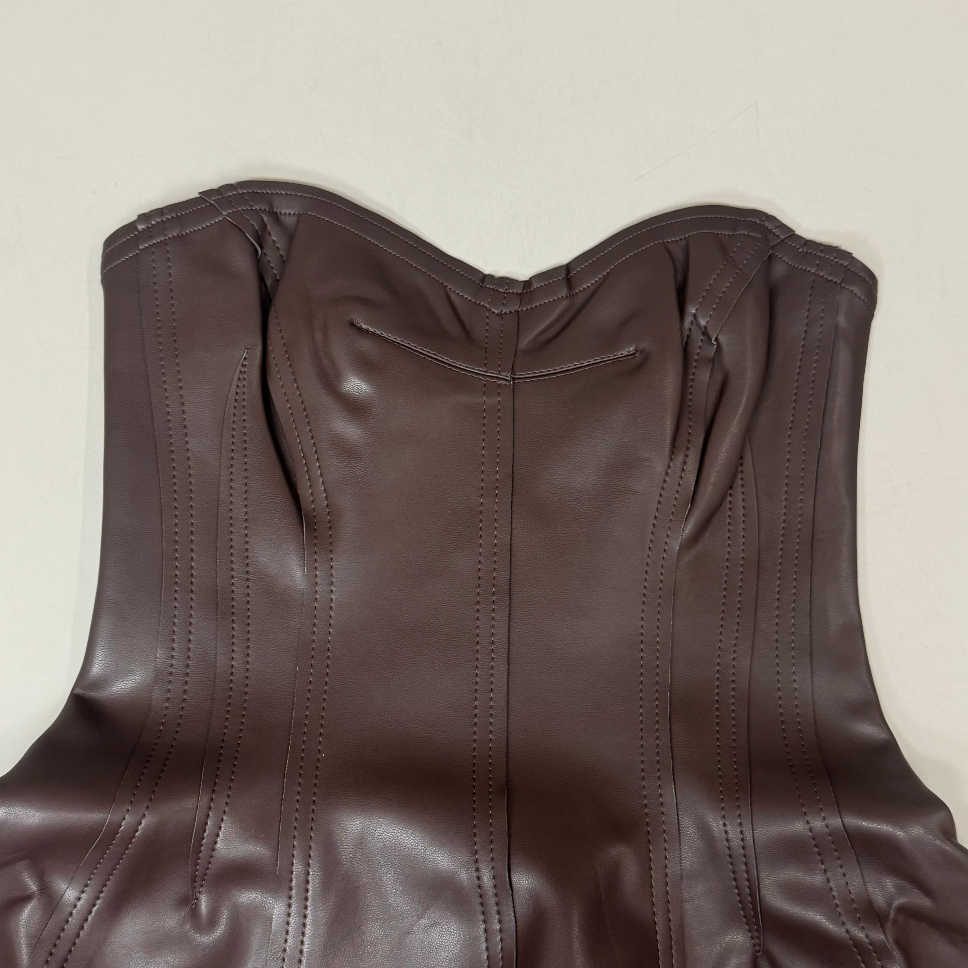NORMA KAMALI Strapless Grace Mini Dress Unlined Women's Sz S/36 Chocolate