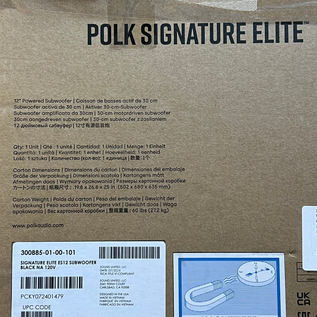 POLK 12" Signature Elite Subwoofer Sz 18" L X 14" W X 19" H, Black ES12