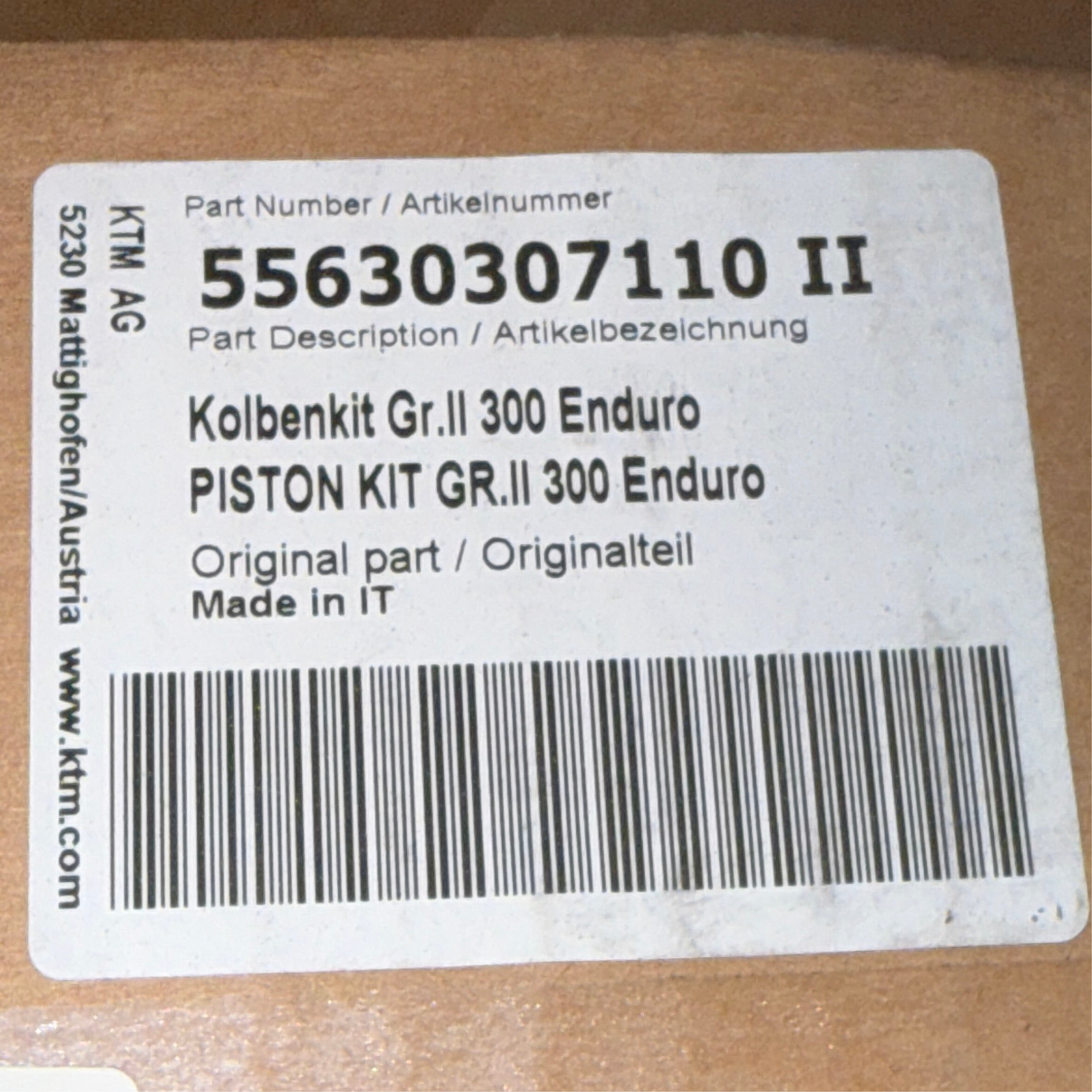 KTM Motorcycle Piston Kit GR.II 300 Enduro 55630307110 II