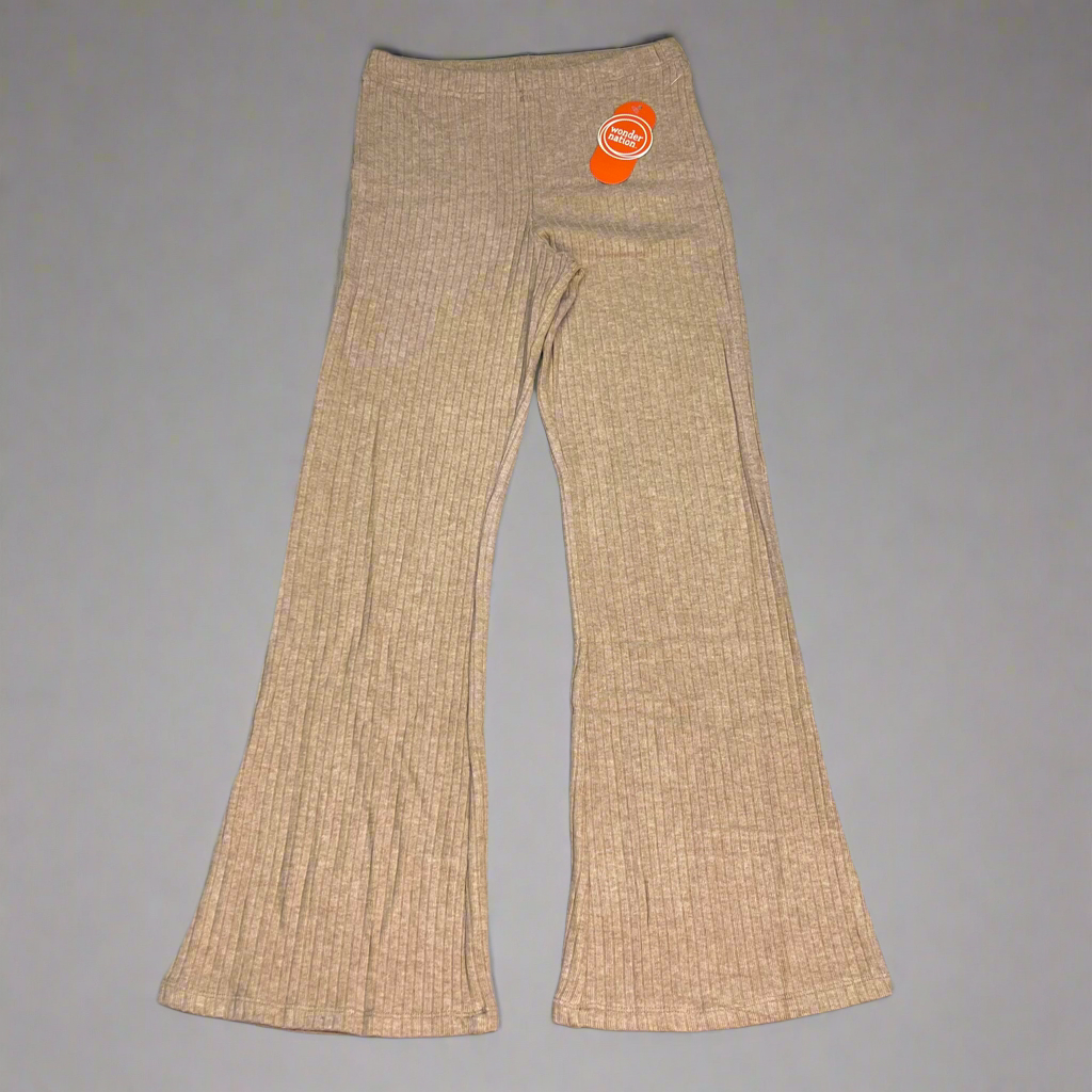 ZA@ WONDER NATION Twin Rib Bottoms Flare Pants Girl Sz M (7-8) Dark Latte Heather