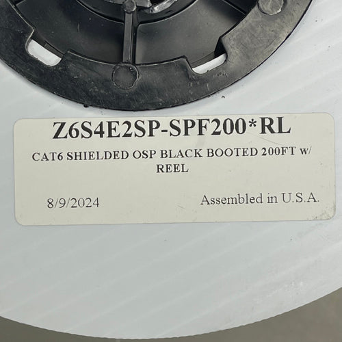 CAT6 Shielded OSP Black Booted Cable 200 ft Z6S4E2SP-SPF200*RL