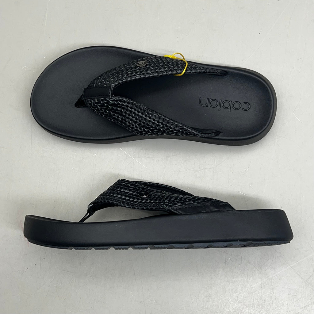 COBIAN Palmilla Braided Synthetic Leather Strap Sandals Women's Sz 8 EU 38.5 Black PAL25-001-08