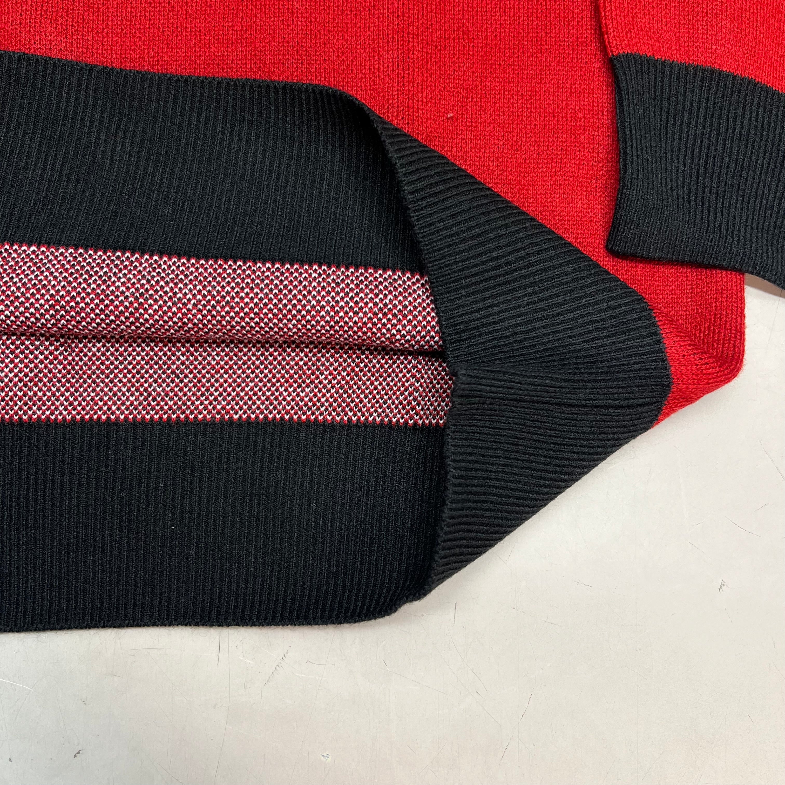 MONSTERCAT Records Holiday Intarsia Pullover Sweater Men's Sz XL Deep Red/Black