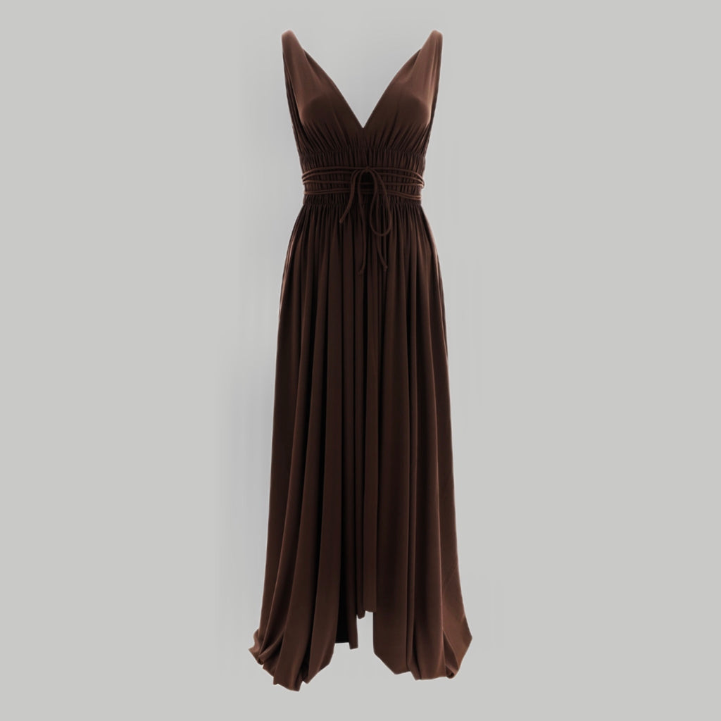 NORMA KAMALI Goddess Dress Unlined Women's Sz XXS/32 Chocolate KK3233PL292028