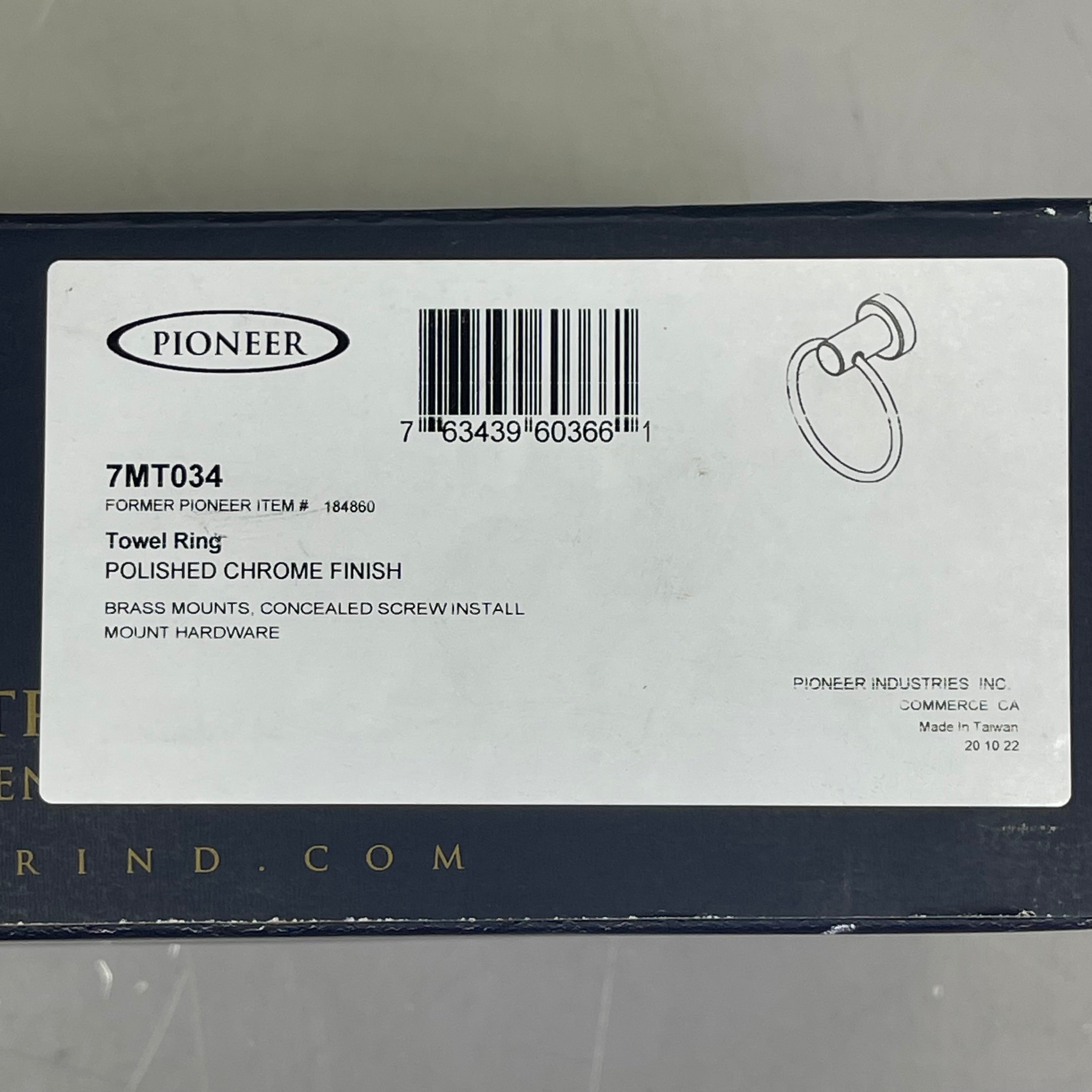PIONEER Mod Towel Ring 6" Diameter Chrome 7MT034