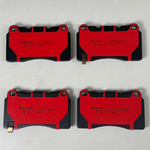 BREMBO Disc Ceramic Brake Pads 2 Wheel Set Chamfered & Slotted Red/Black P54039N