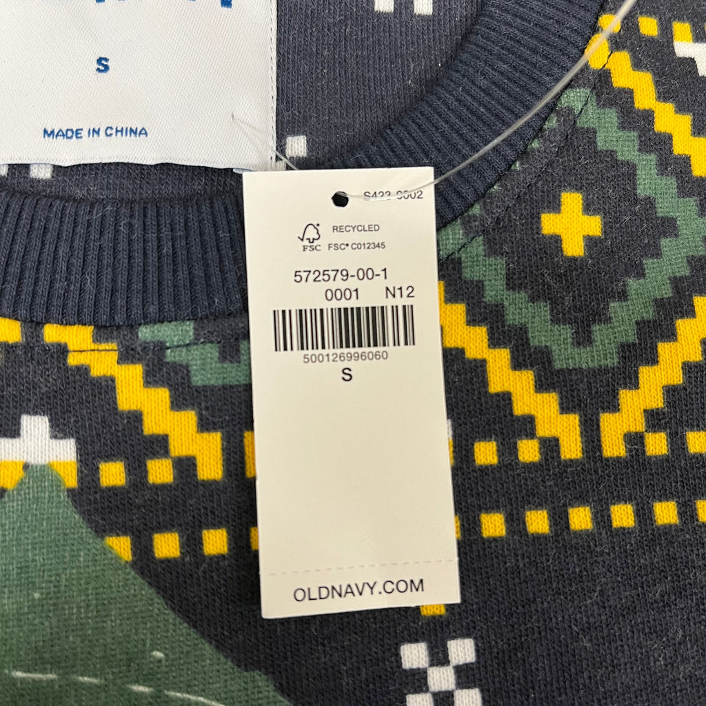OLD NAVY Men's Christmas Holiday Elf Sweater Sz S Navy/Green 572579-00-1
