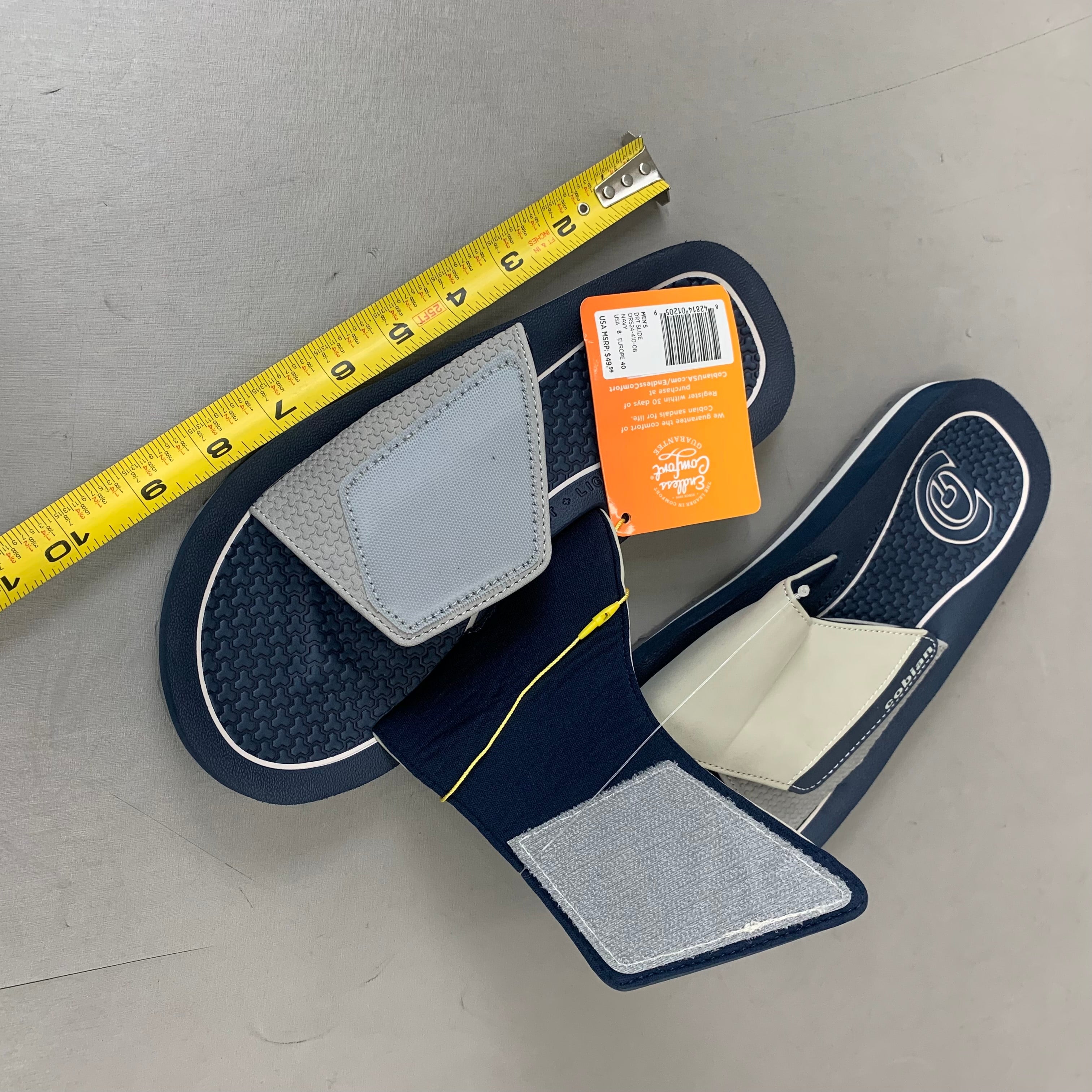 COBIAN DRT Synthetic Leather Strap Slide Sandals Men's Sz 10, 43 EU Navy DRS24-410-10