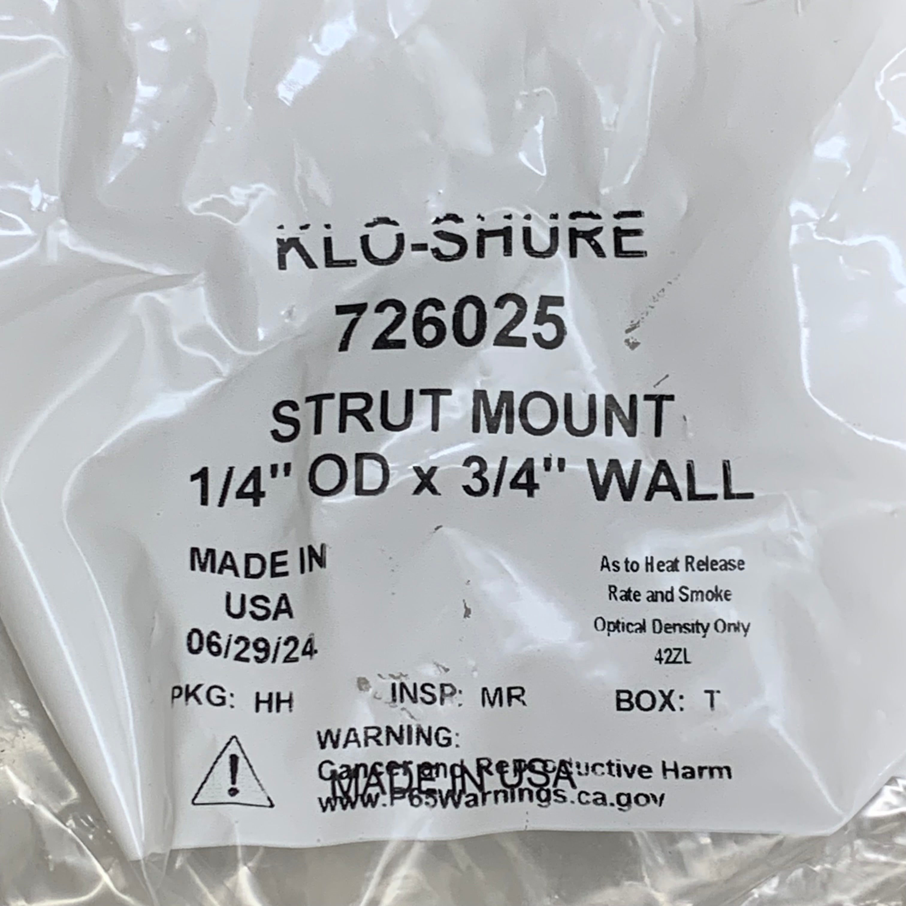 KLO-SHURE (20 Pack) Insulation Strut Mount Clamps 1/4" OD x 3/4" Wall 726025