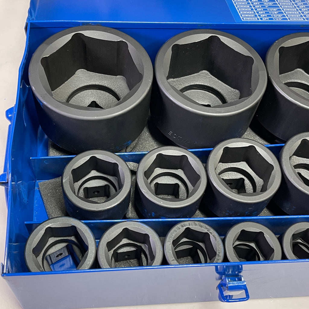 WESTWARD Impact Socket Set 1" Drive, 27 Piece (7/8 to 3-1/2") Black 21WM43