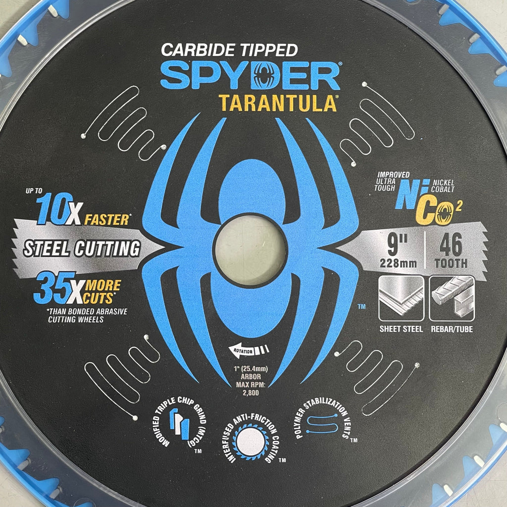 SPYDER Tarantula Steel Cutting Circular Saw Blade 46-Tooth, 9" Black 13503