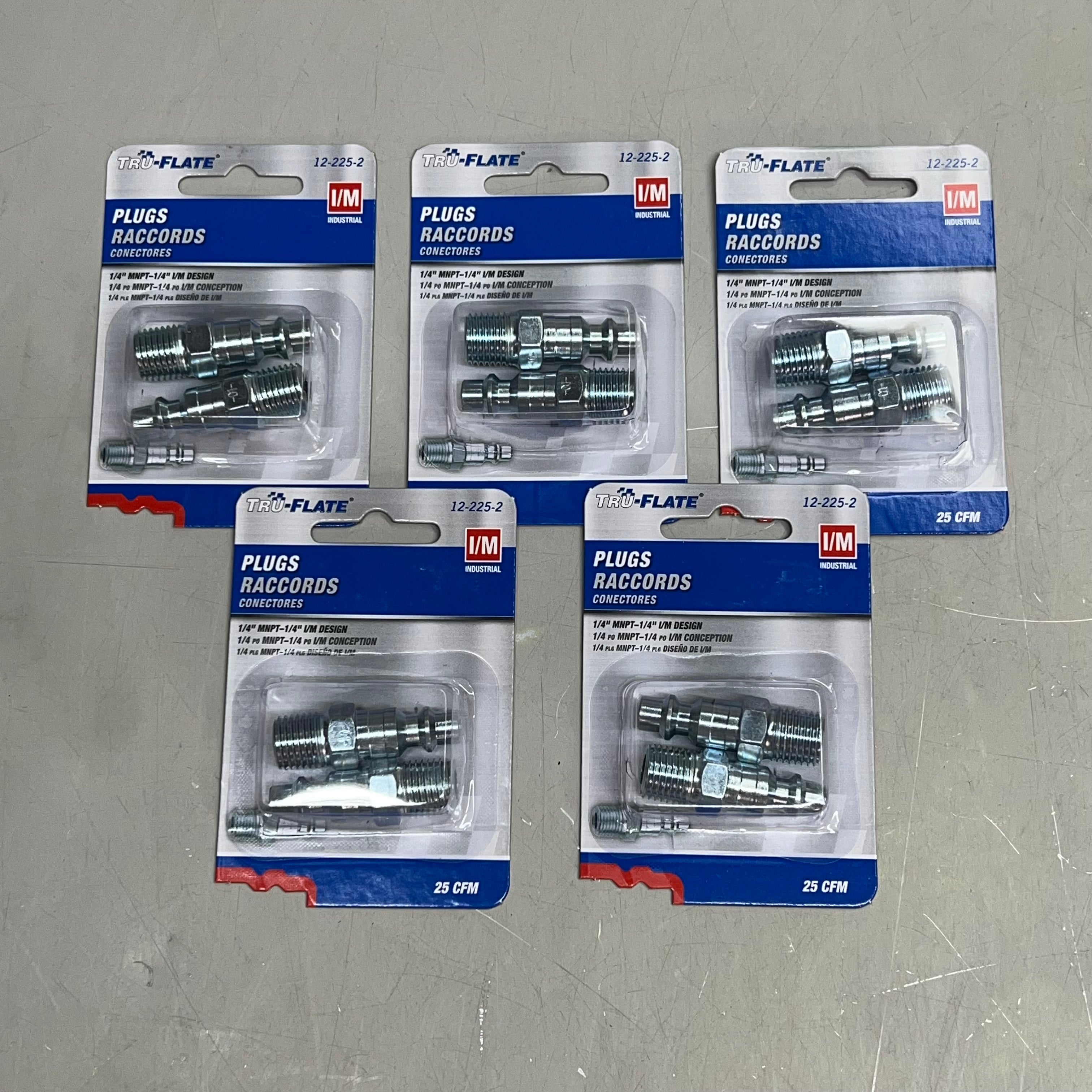 TRU-FLATE (5 PACK, 2 PER PACK) Steel Plug 1/4" I/M Design X 1/4" MNPT 12-225-2