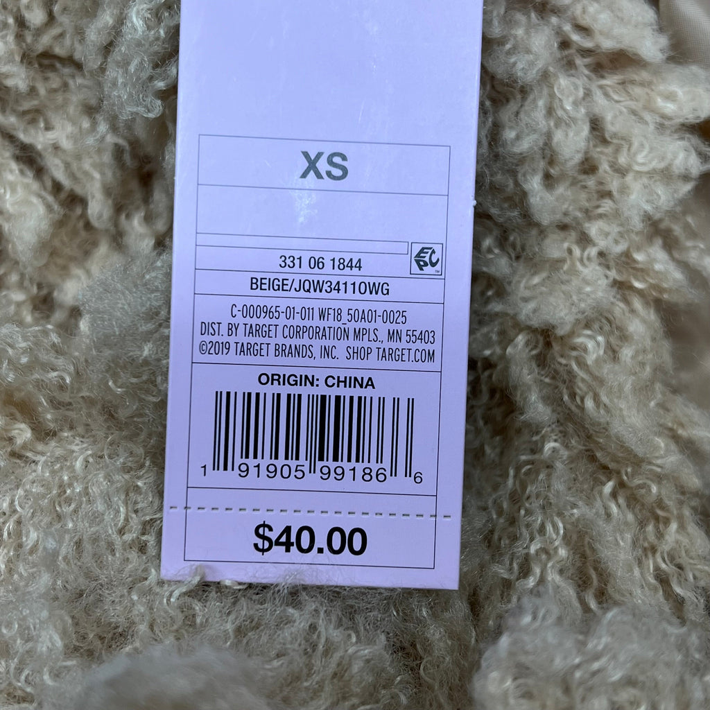 WILD FABLE Collared Shaggy Jacket 100% Polyester Lining Women's Sz XS Beige