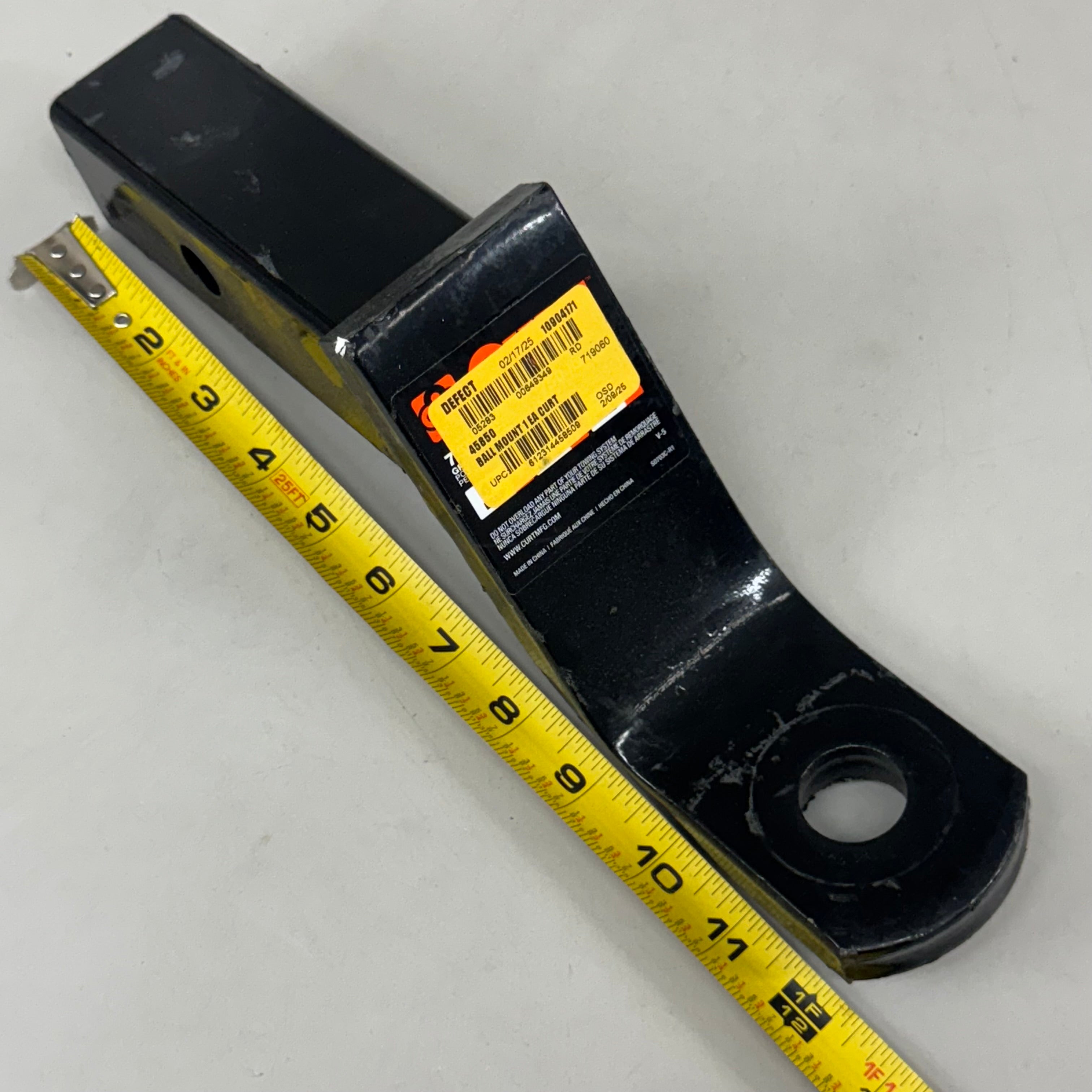 CURT Ball Mount Hitch Steel Shank No Ball 12" Overall Length Black 50703C-R1 (As-Is See Images)