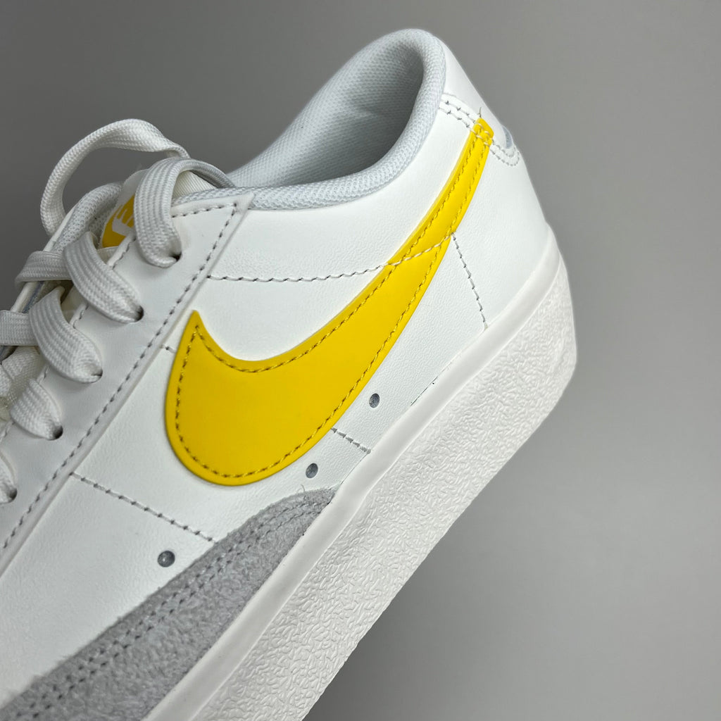 NIKE Blazer Low Cut Platform Shoes Sz Women's 7.5 Men's 6 Yellow/Grey/White