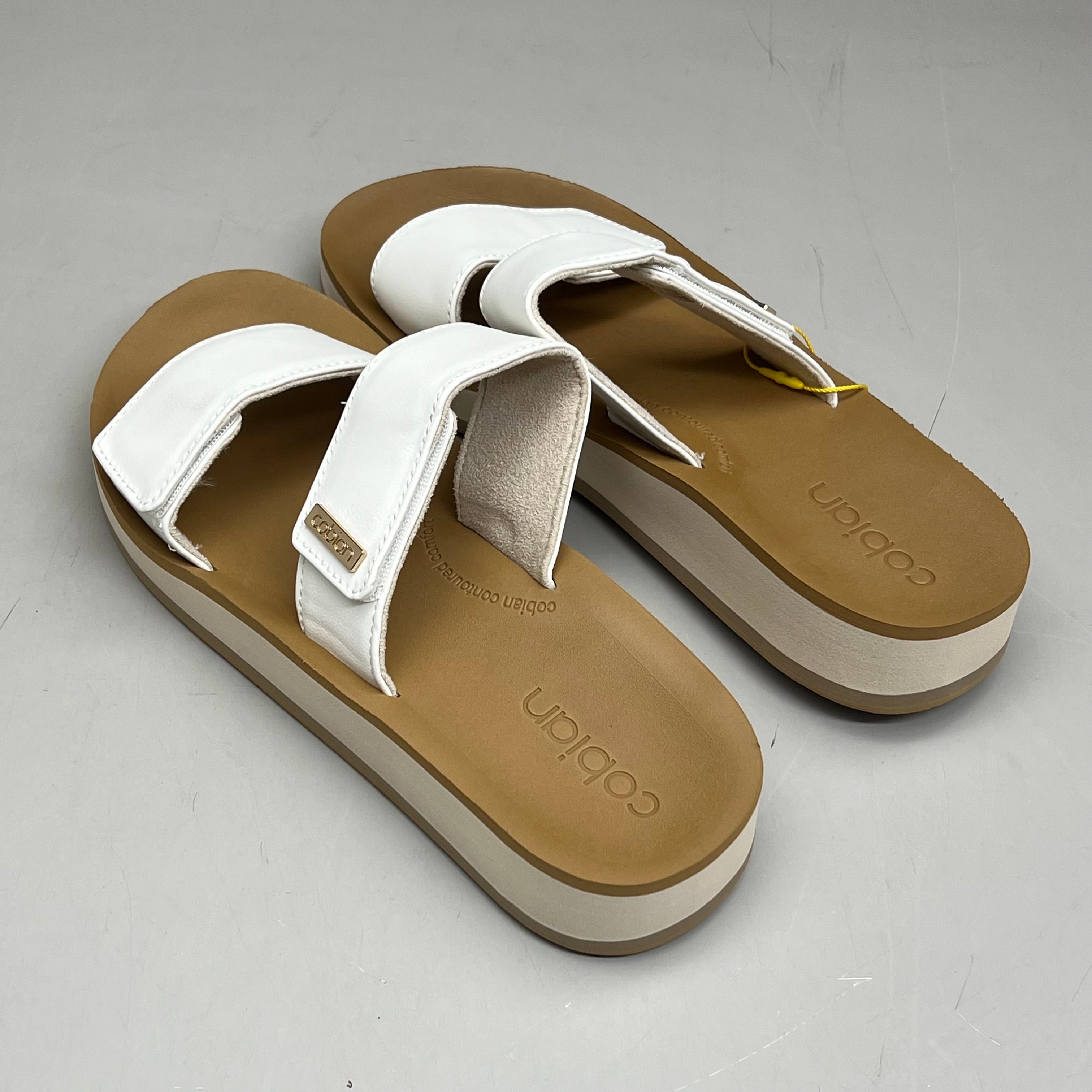 COBIAN Dana Rise Elevated Flatform Style Slide Women's Sz 9 White DNA24-100-09