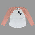 VERONICA BEARD Jeans Women's Mason Baseball Tee Sz-S Rosebloom/White