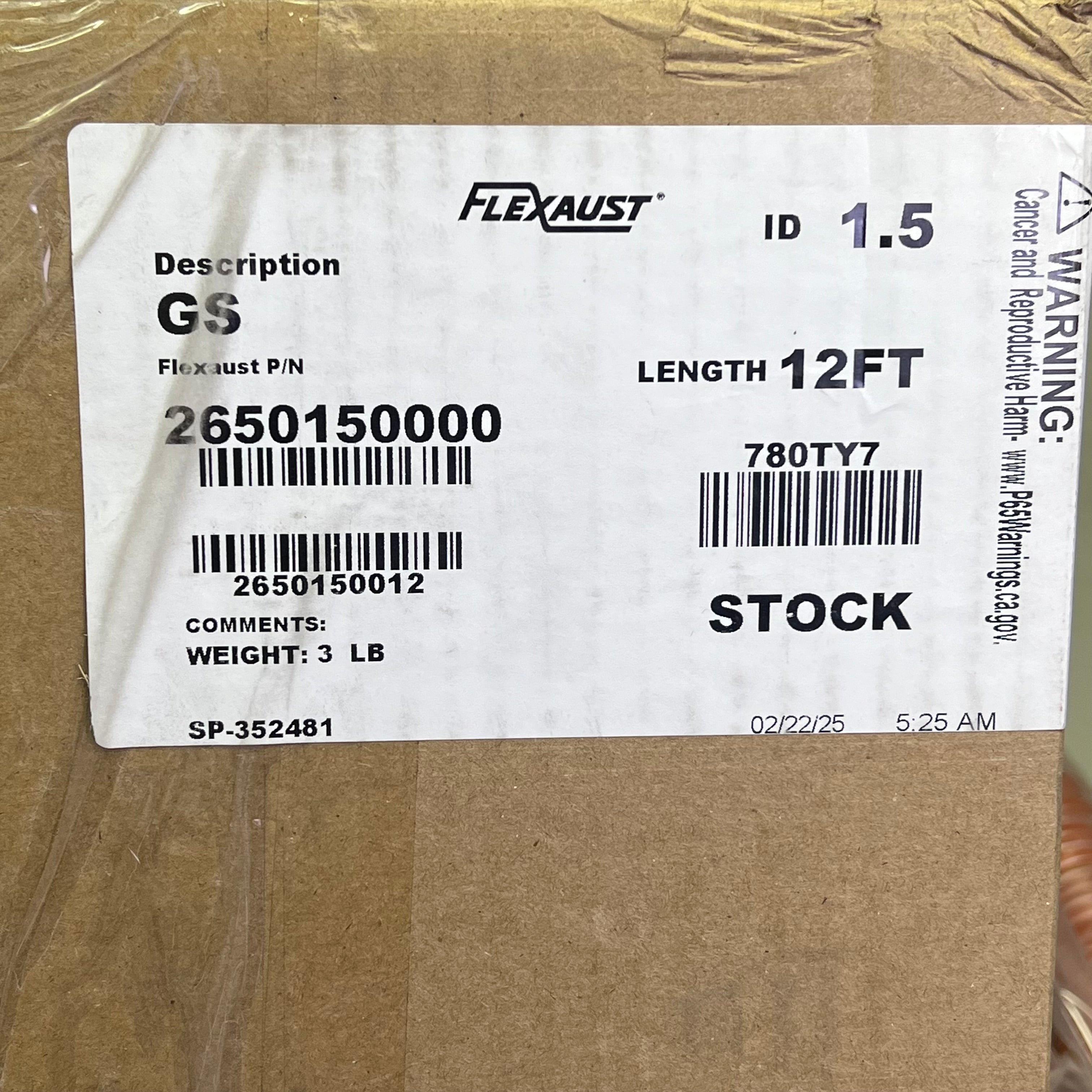 FLEXAUST Industrial Duct Hose Silicone Coated Fiberglass 12ft Red 2650500012