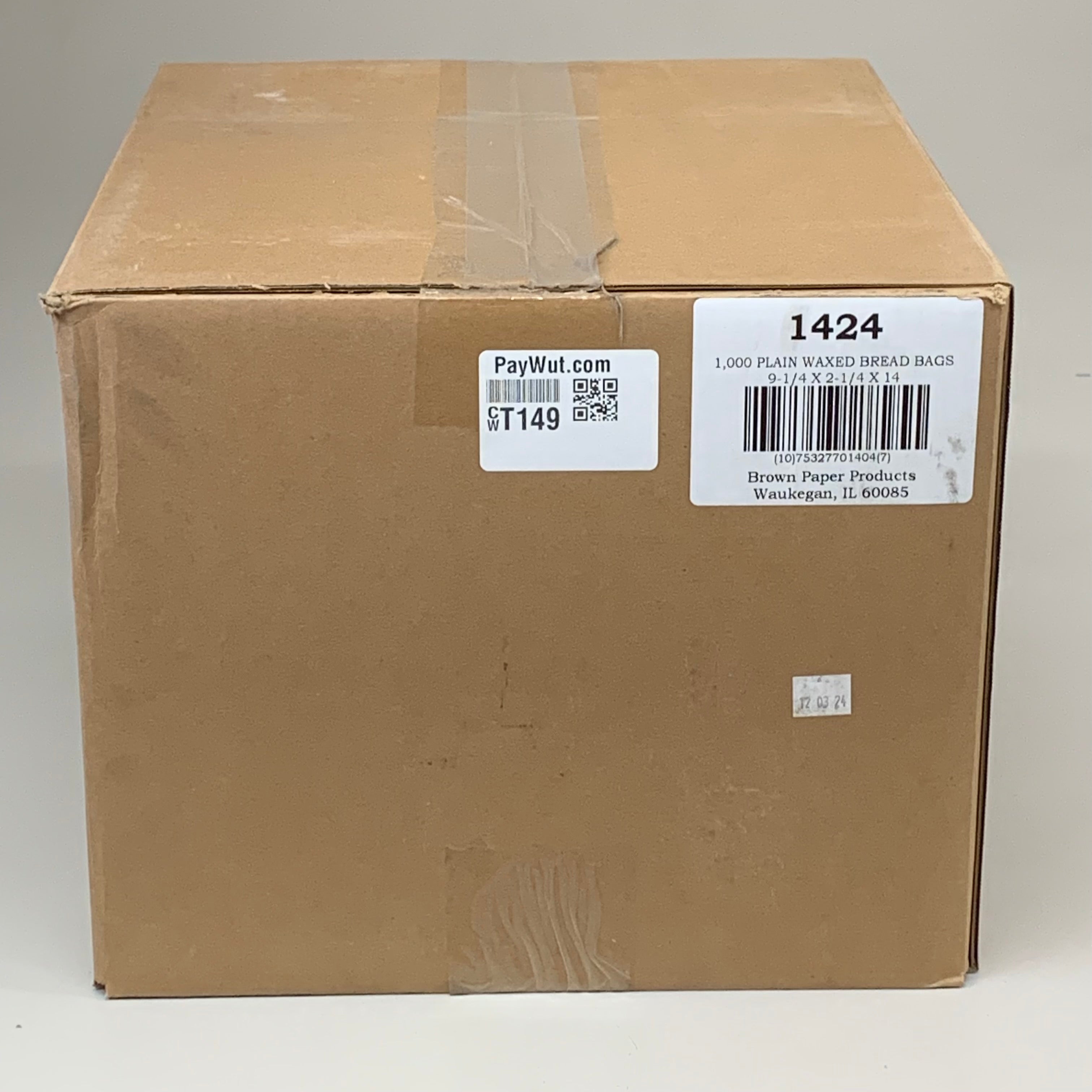 BROWN PAPER GOODS (1,000 Pack) Plain Waxed Storage Bread Bags 15"x9" White 1424