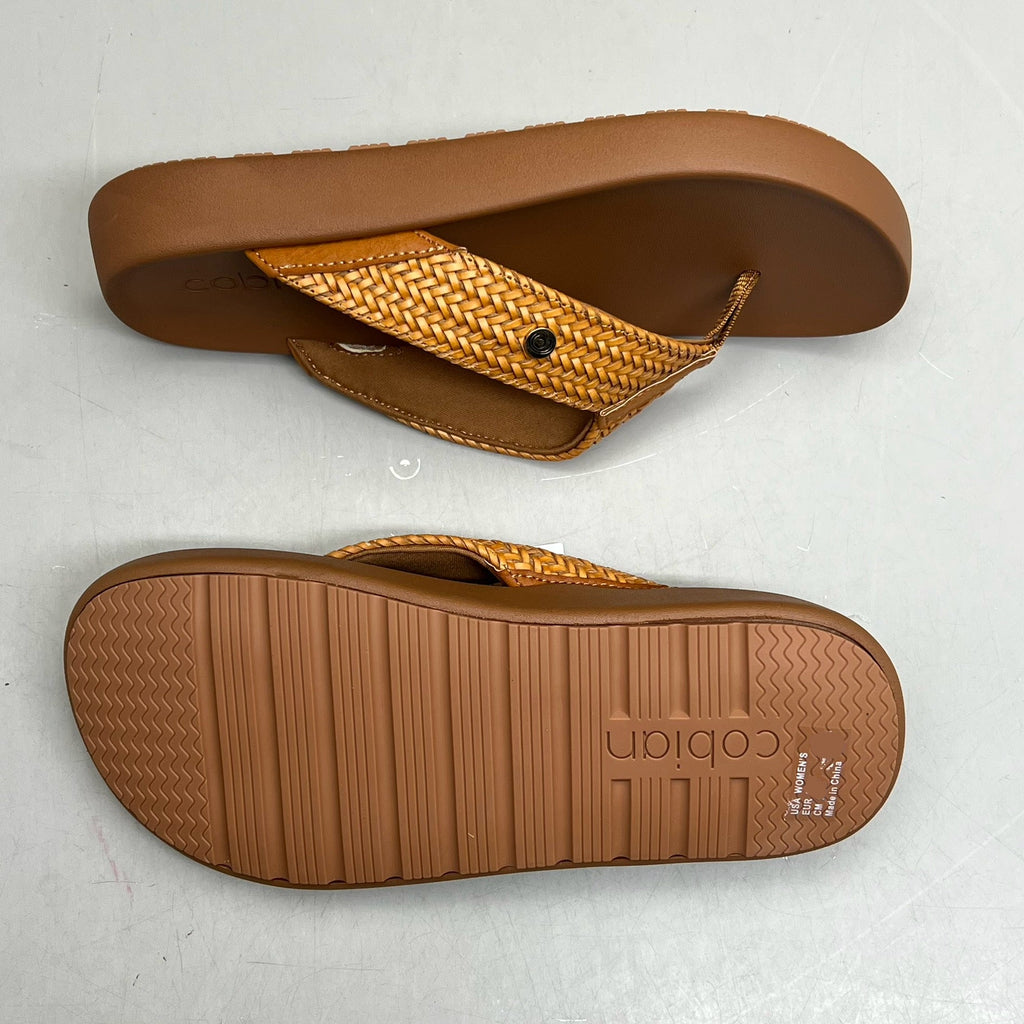 COBIAN Palmilla Braided Synthetic Leather Strap Sandals Women's Sz 9 EU 39.5 Tan PAL25-230-9
