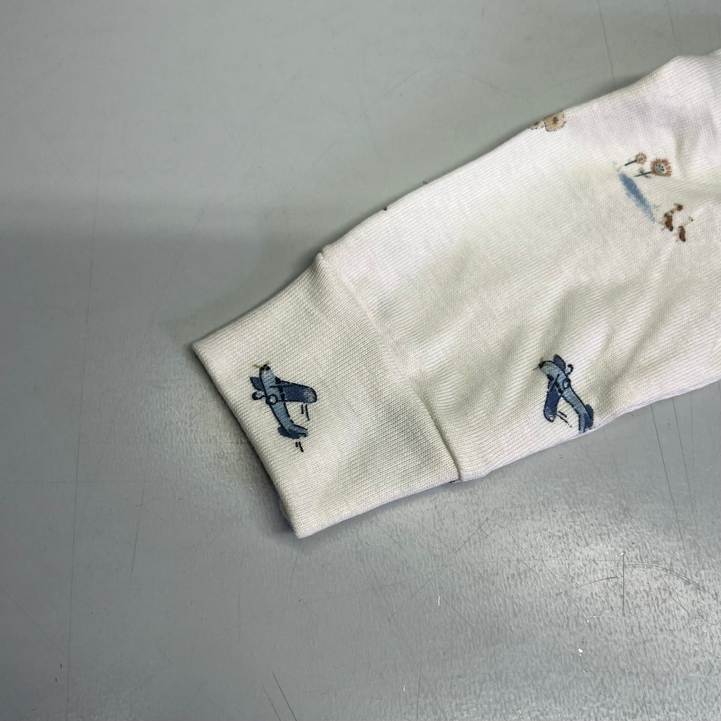 CARTERS (SET OF 2) Soft Farmhouse Pattern Body Suit Baby Boy Newborn Blue/White