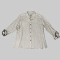 MULTIPLES Button-Up Plaid Shirt w/Cuff Petite Women's Sz PL Brown/Cream M44506BP