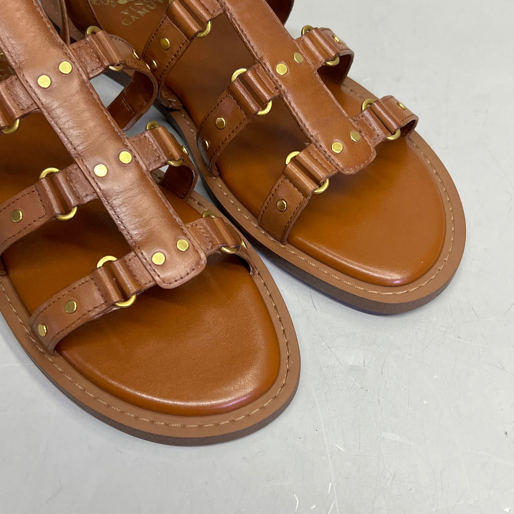 VINCE CAMUTO Leather Studded Gladiator Sandals Women's Sz 8.5M Caramelo VC-Claira