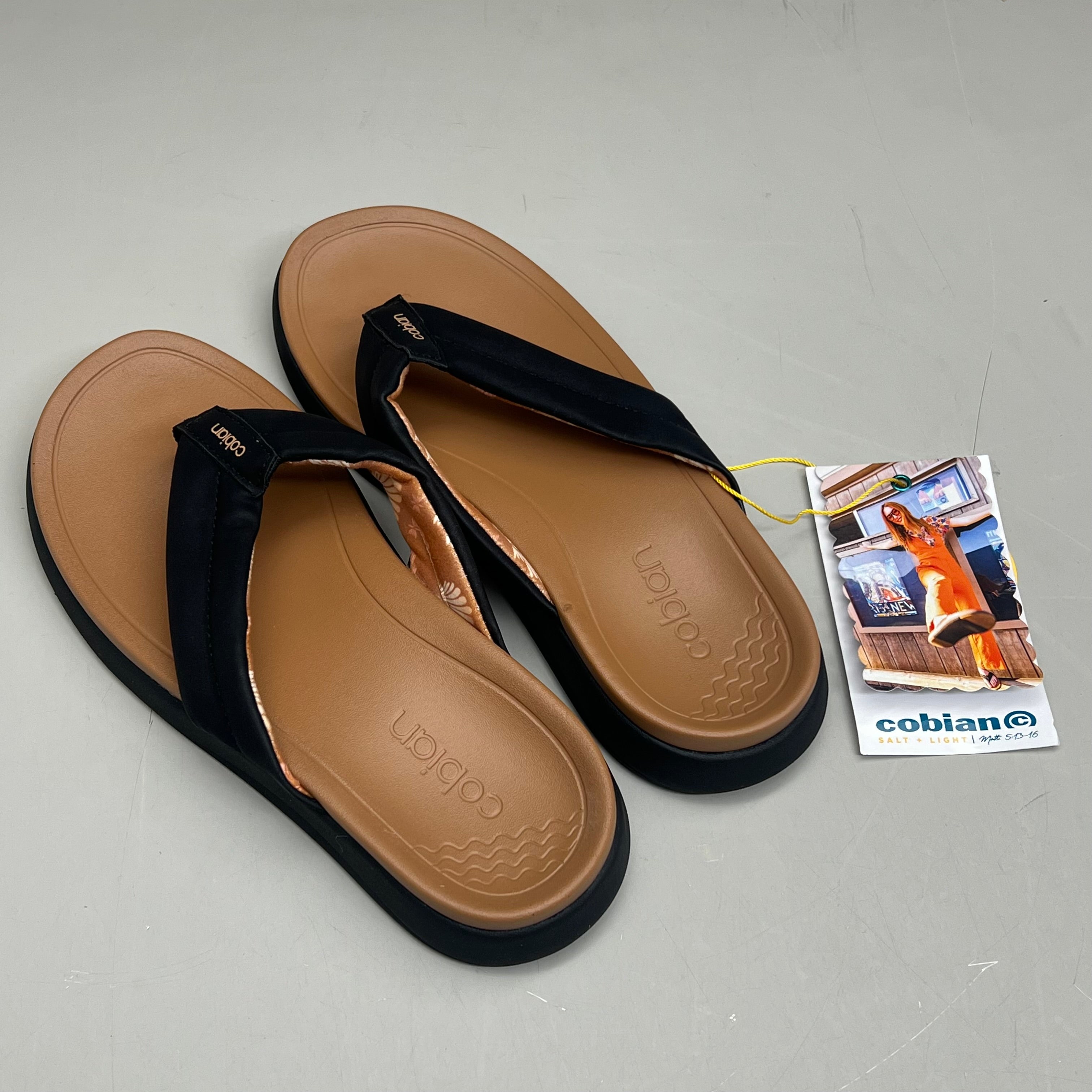 COBIAN Darby Synthetic Suede Strap Sandals Women's SZ 7, EU 37 Black DAR24-001-7