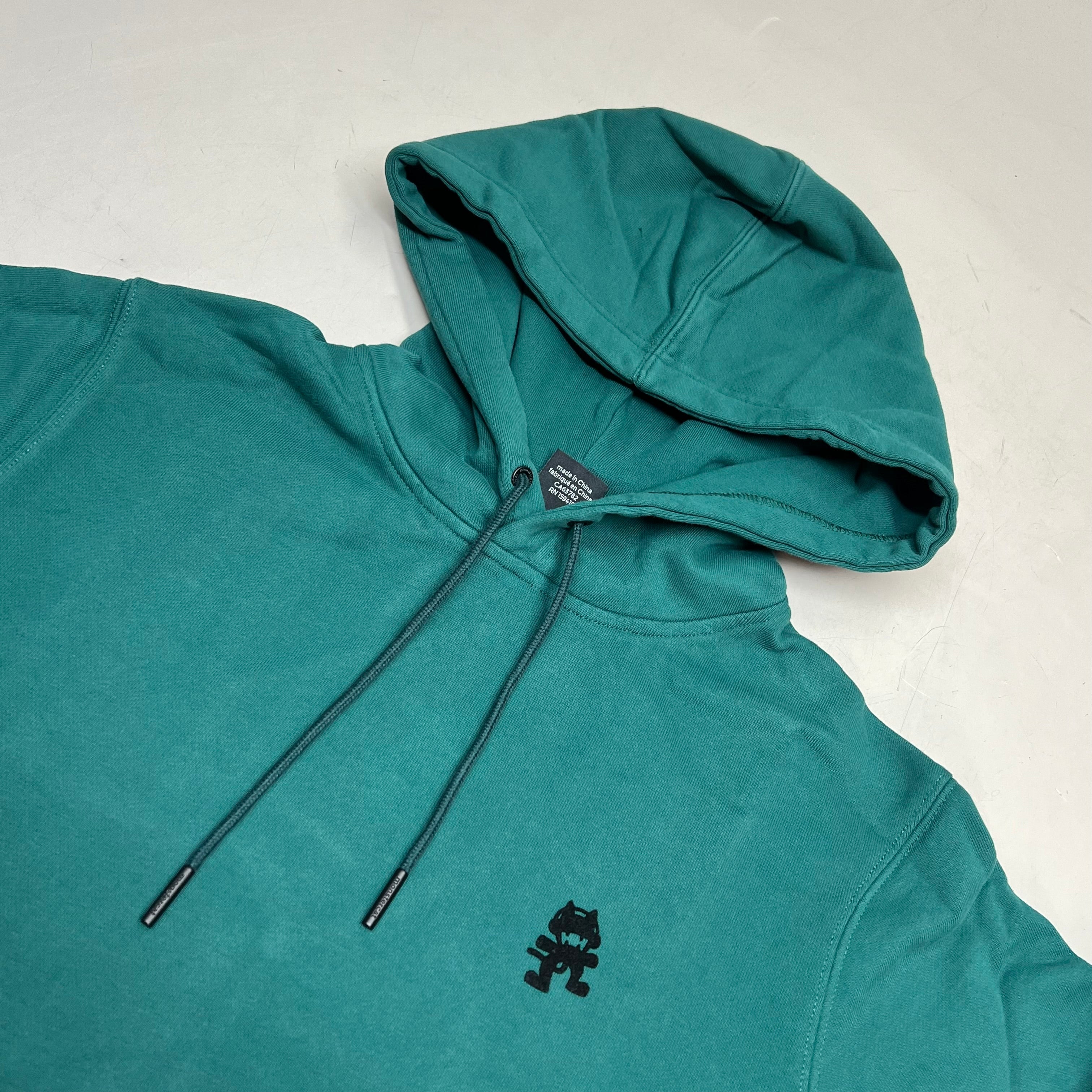 MONSTERCAT Hooded Drawstring Sweatshirt W/ Velvet Logo Men's Sz S Emerald Green