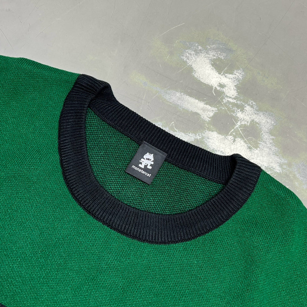 MONSTERCAT Records Soft Holiday Monogram Pullover Sweater Men's Sz M Green