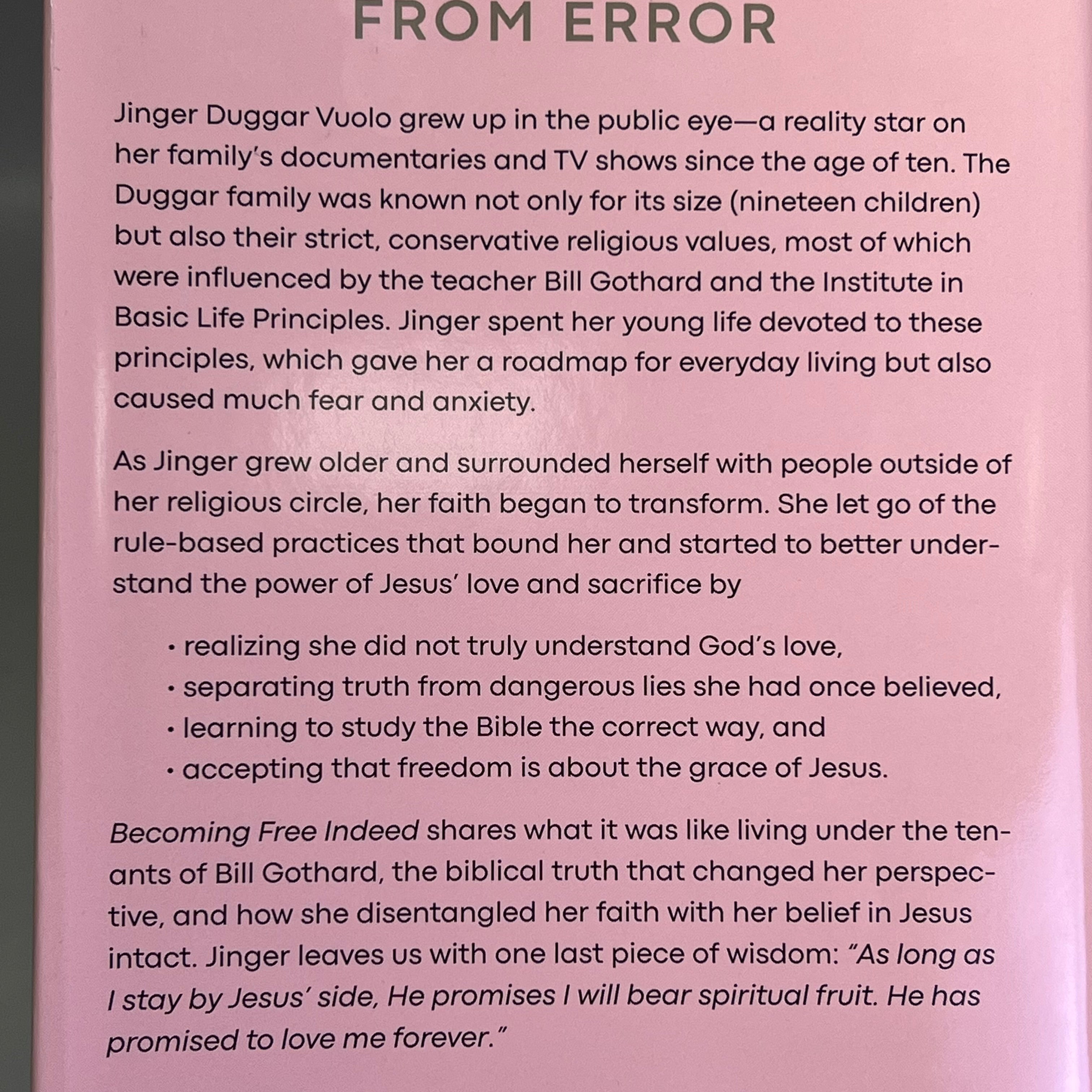 BECOMING FREE INDEED My Story Of Disentangling Faith From Fear Hardback Book