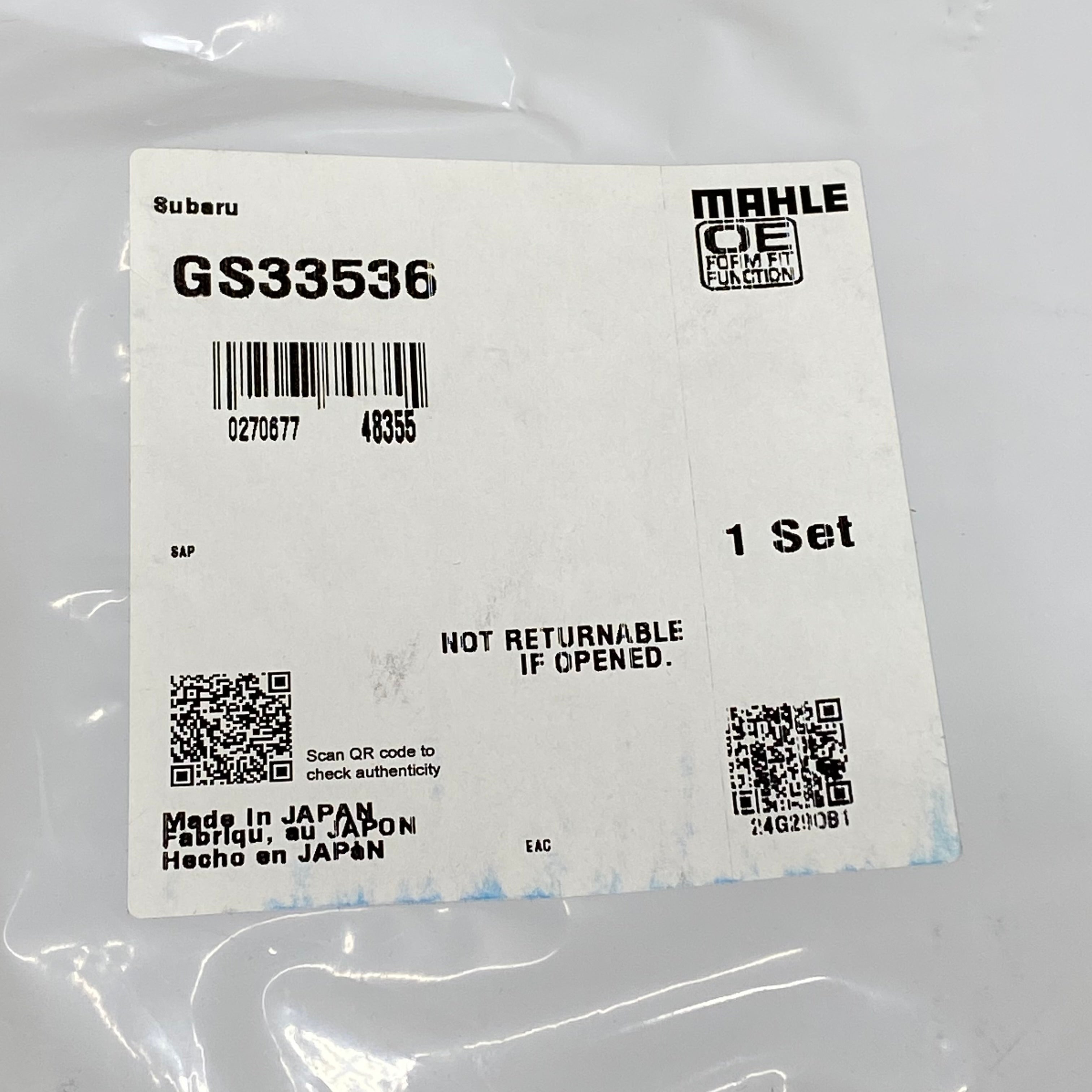 MAHLE TurboCharger Mounting Gasket Set GS33536