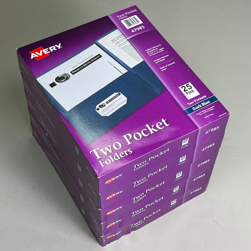 AVERY (5-PACK) Two-Pocket Folder Letter 40 Sheet Capacity Blue 25-Set 47985