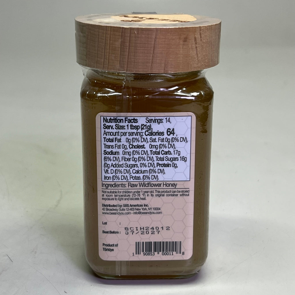 BEE & YOU (6 PACK) Wildflower Raw Honey 10.6 oz Brown BB 07/27