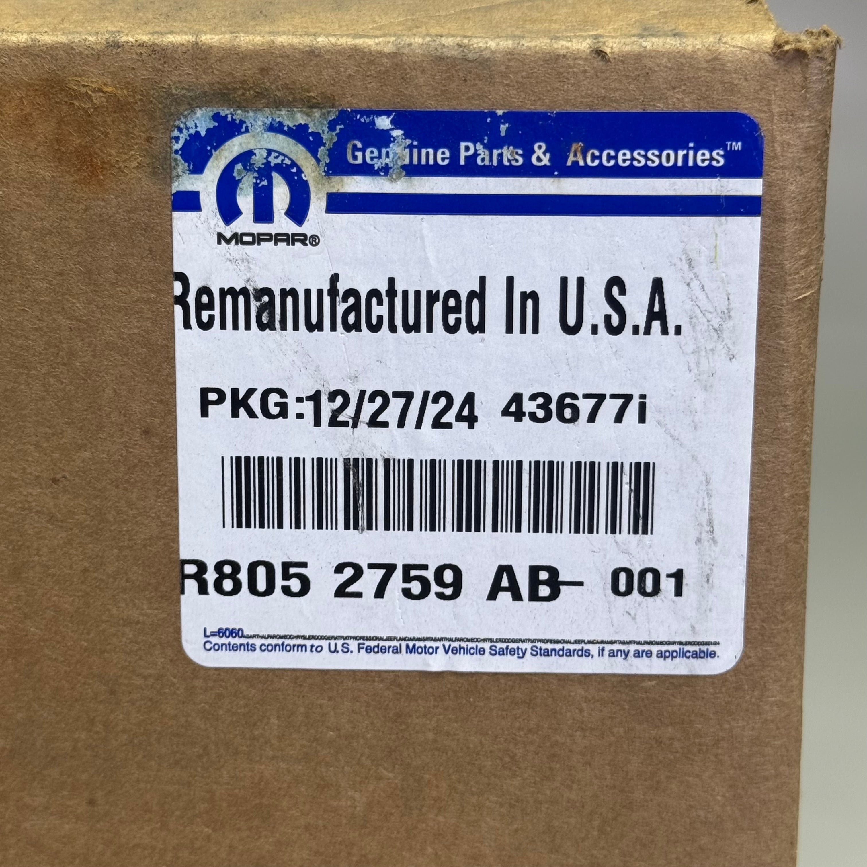 MOPAR Transmission Pump Sz 6" H x 8" D, Grey R8052759AB-001