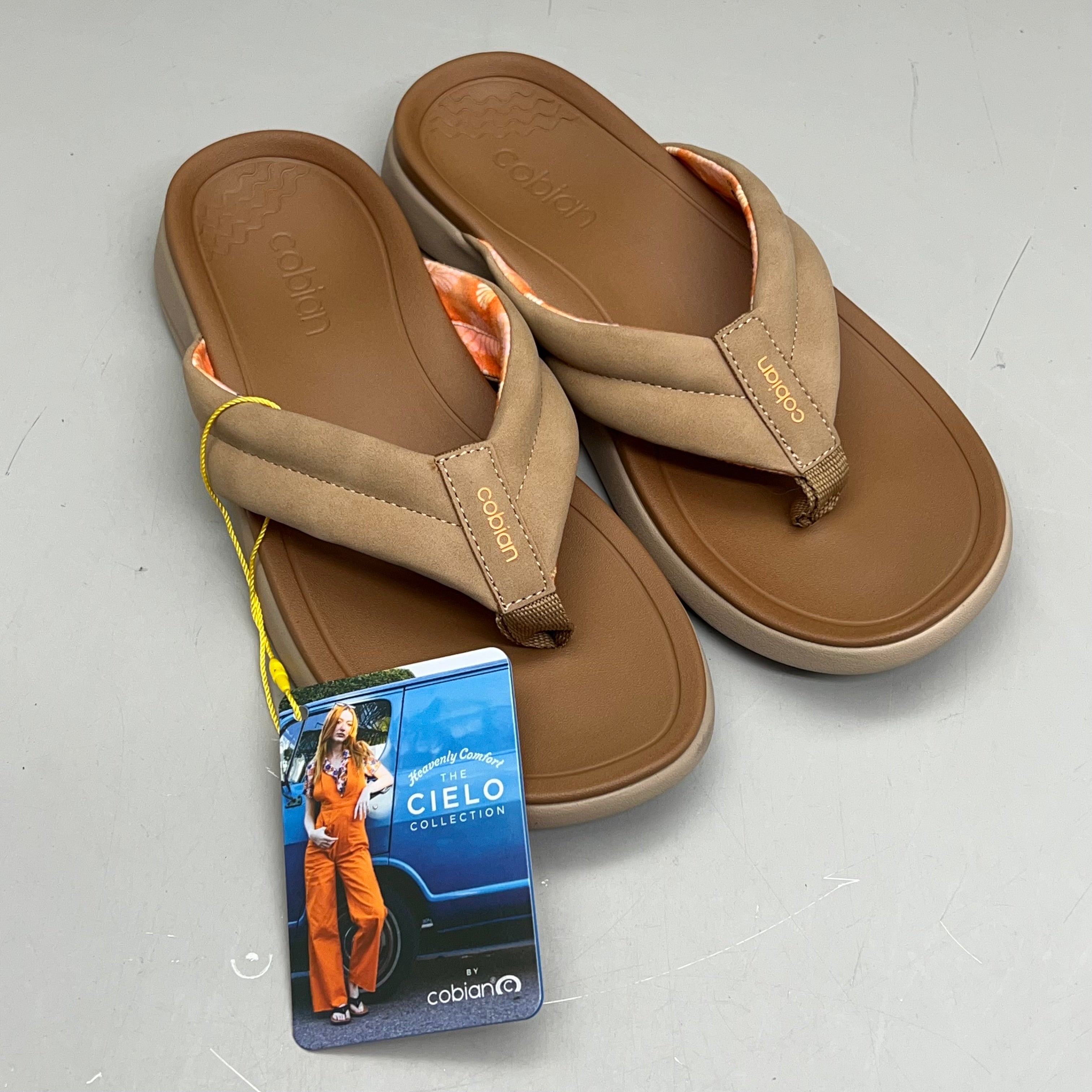 COBIAN Darby Synthetic Suede Strap Sandals Women's Sz 10, EU 41 Tan DAR24-230-10