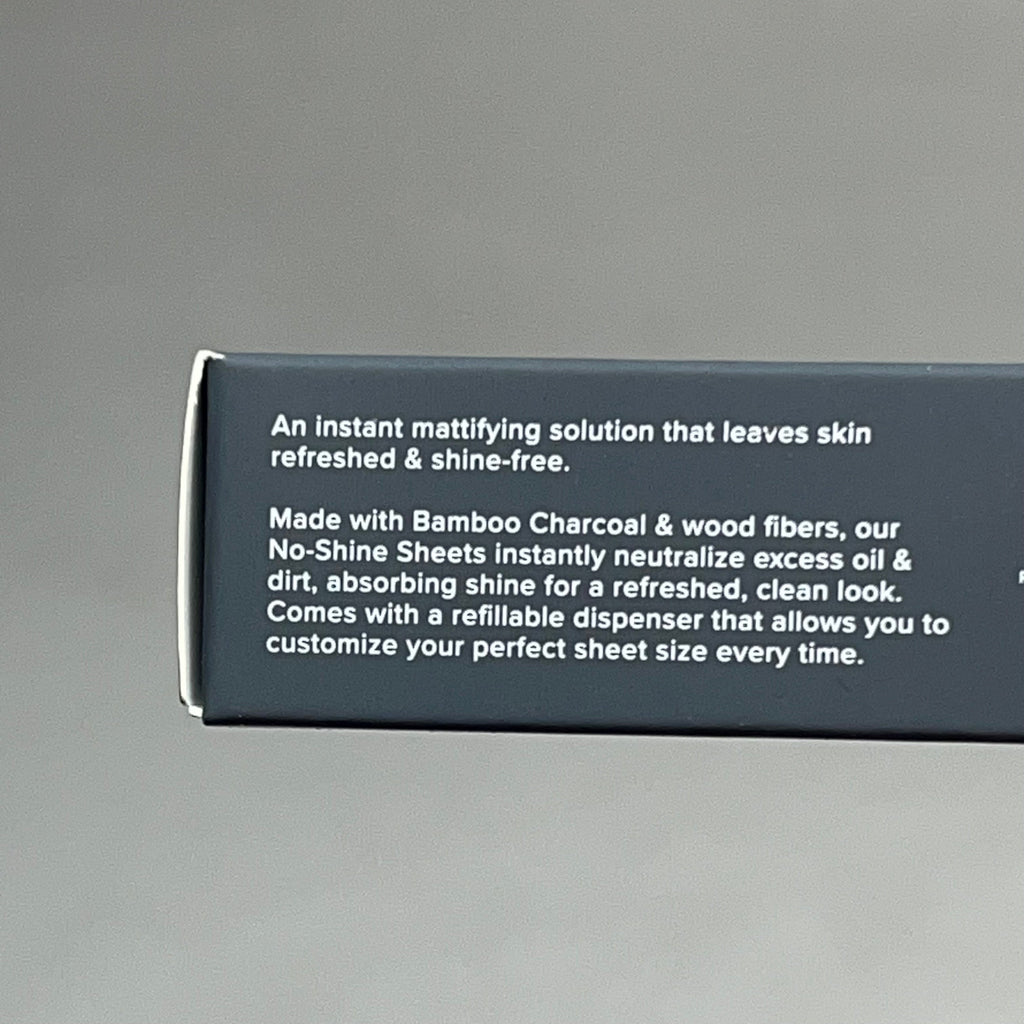 MANTL No-Shine Mattifying Sheets Made W/ Bamboo & Charcoal 196.8" X 2.8" Black