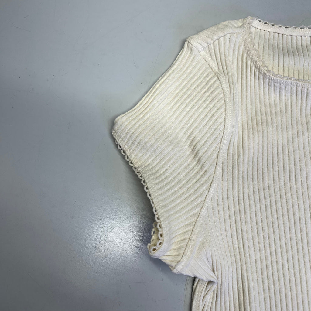 FREE PEOPLE Ribbed Cap Sleeve Most Wanted Cardi Women's Sz S Ivory 92736032
