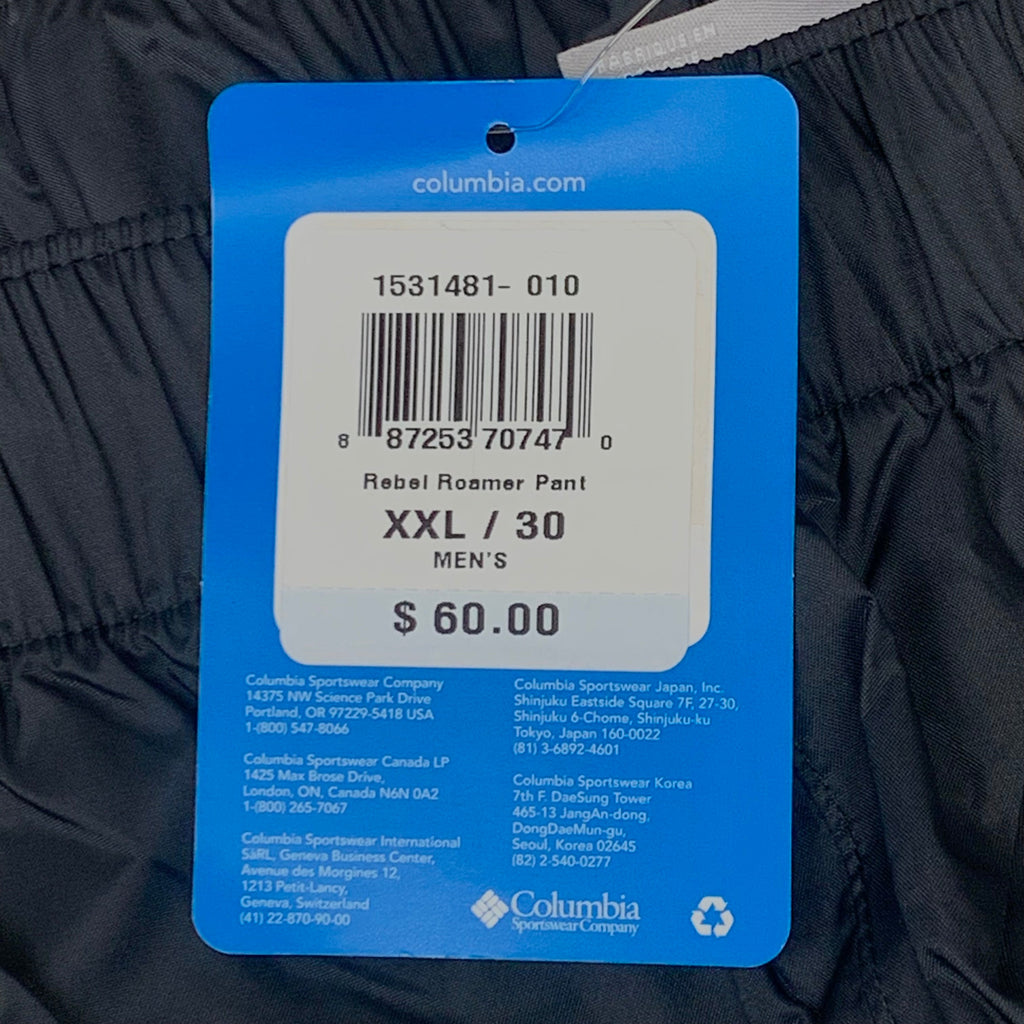 COLUMBIA Rebel Roamer Rain Pant Softshell Men's Sz XXL Inseam 32" Black XM8175-010