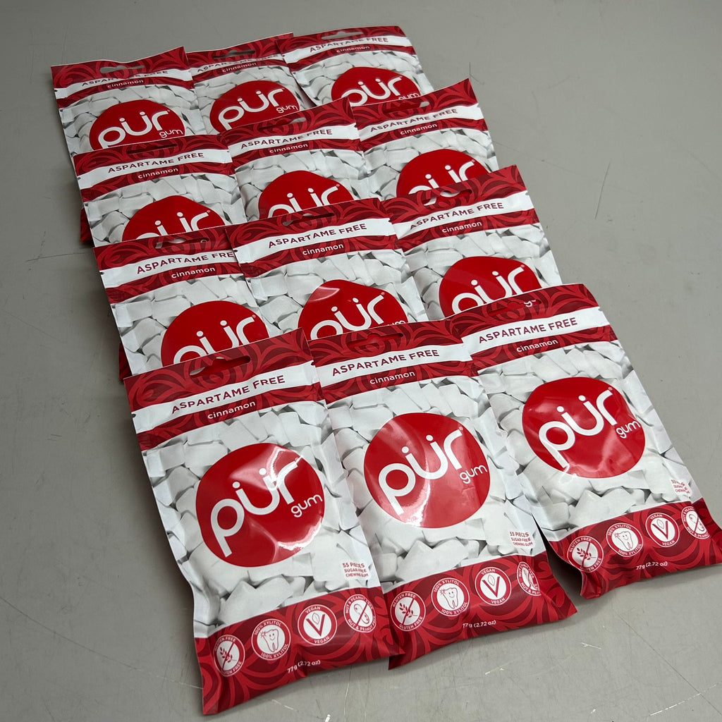 PUR (12 PACK, 55 Pieces Each) Sugar Free Cinnamon Flavored Chewing Gum