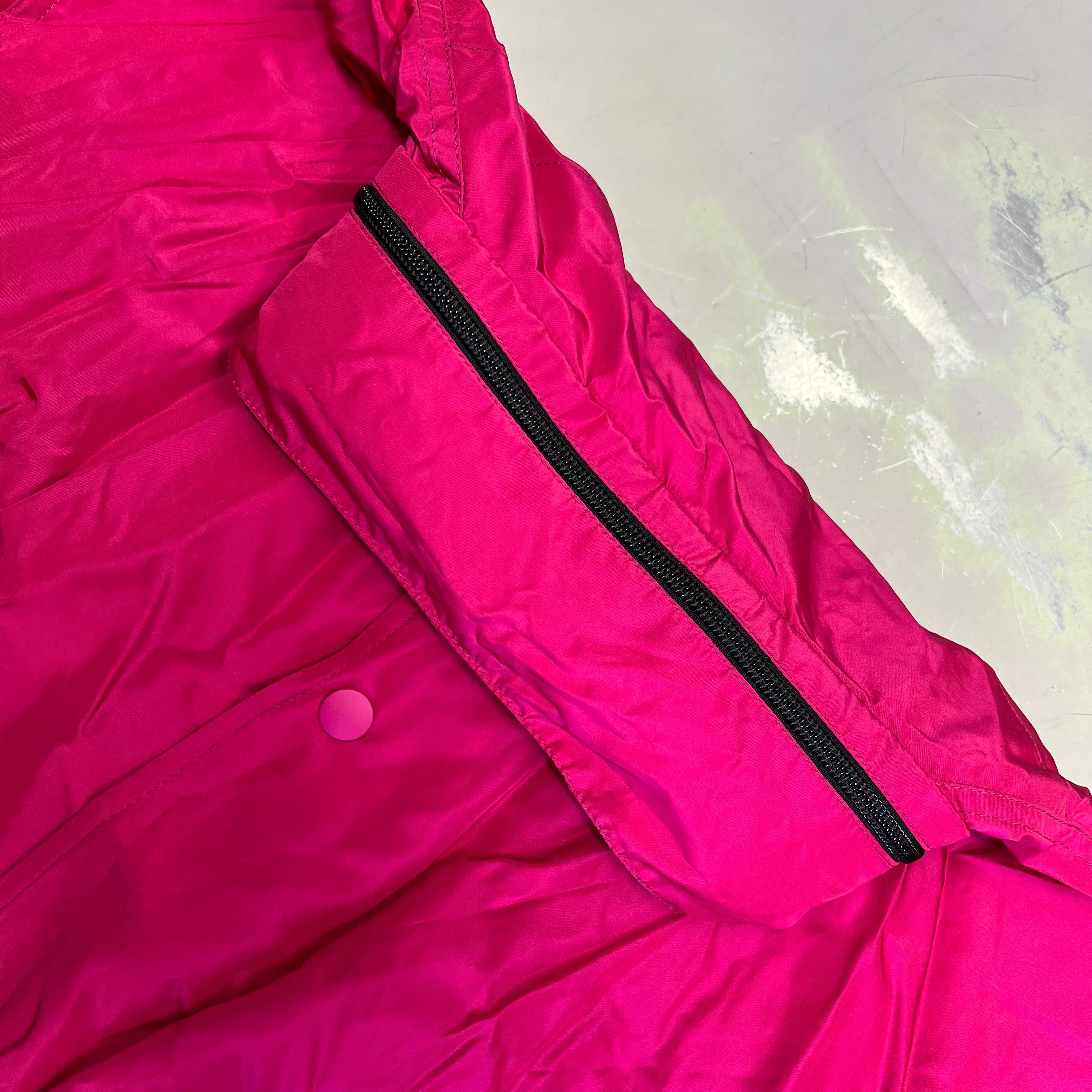 BALENCIAGA Oversized Logo Raincoat Made In Italy Women's Sz 38 Magenta