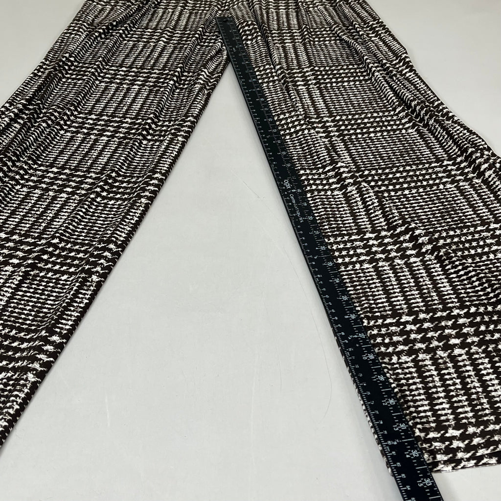 NORMA KAMALI High Waist Pleat Pant Women's Sz M/34 Chocolate Glenn Plaid Tweed