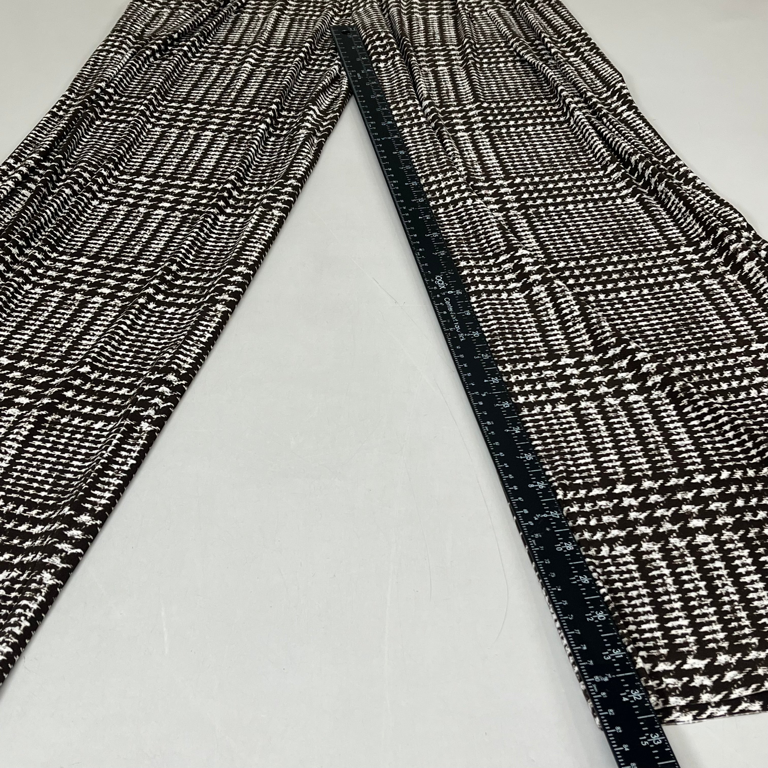 NORMA KAMALI High Waist Pleat Pant Women's Sz M/34 Chocolate Glenn Plaid Tweed